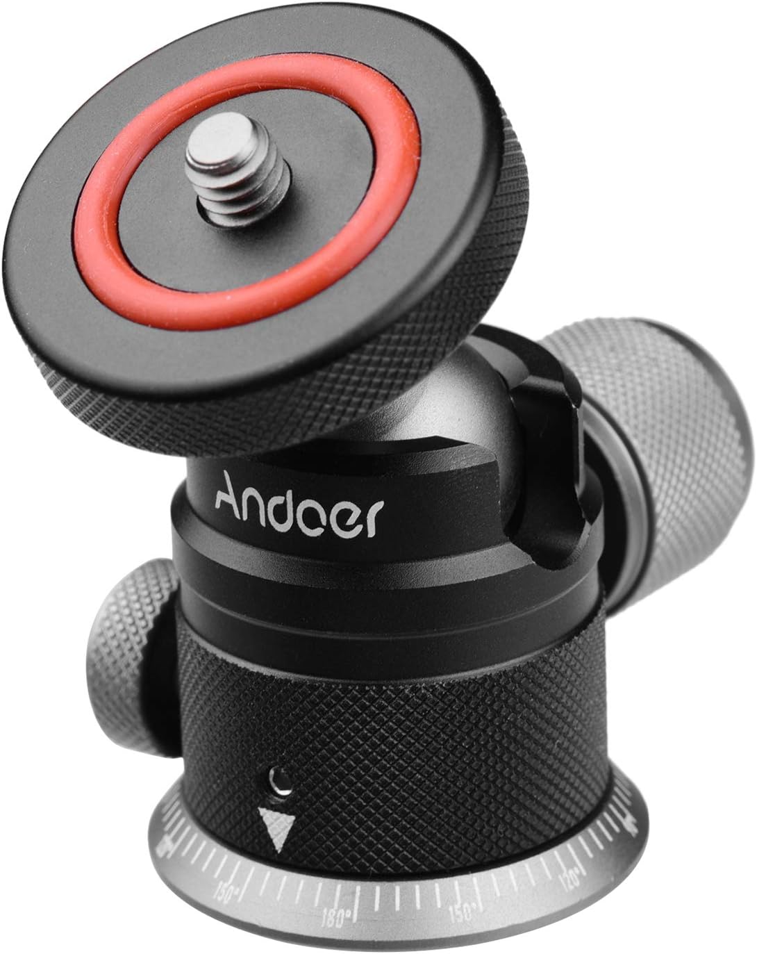 Andoer 360 180 1/4 DSLR Tripod Ball Head,Aluminum Alloy Tripod Ball Head Mount Panoramic Swivel Flip with Scaled Base