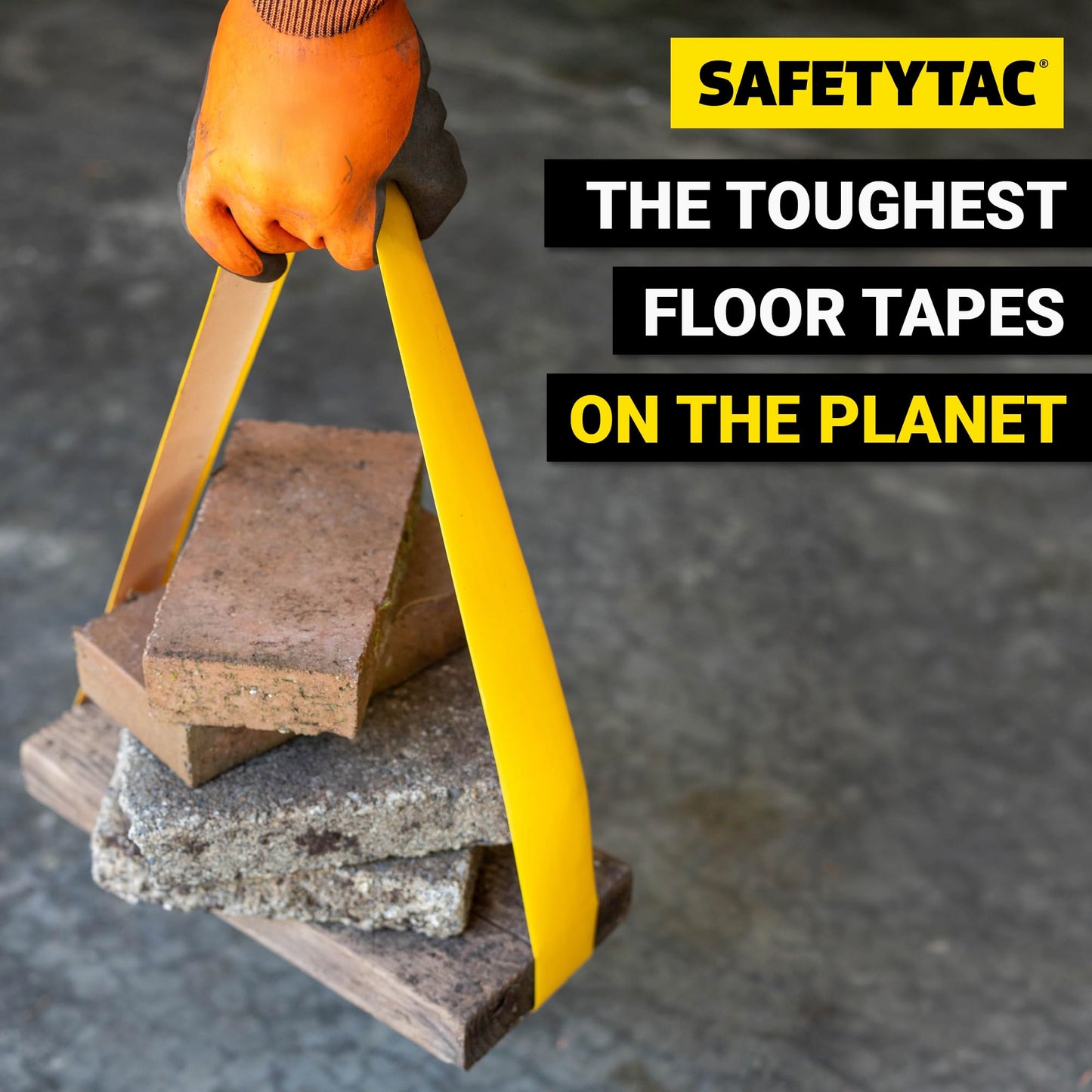 SafetyTac Industrial Floor Marking Tape – Heavy Duty Warehouse Floor Tape for Aisles, Walkways & Safety Zones – Forklift-Safe Adhesive Floor Tape - Yellow, 4in x 100ft