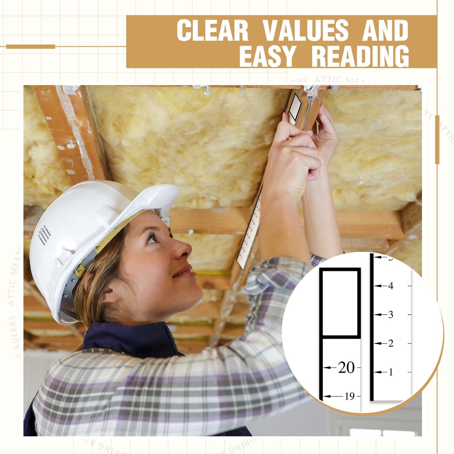 Saysurey Attic Measuring Rulers (Case of 1000), 20 Inch, Card Stock, Attic Insulation R-value Ruler for Insulators Ceiling Insulation