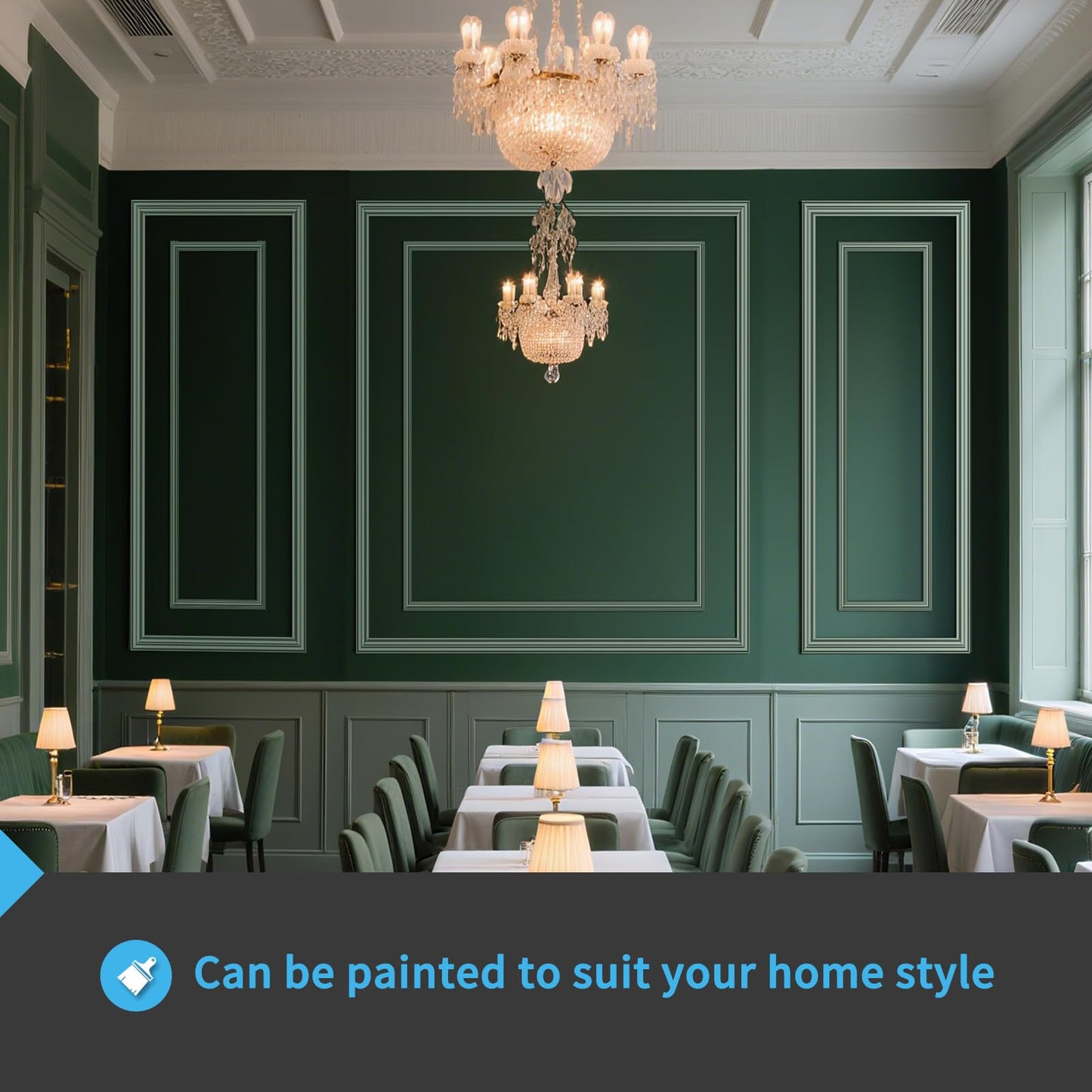 Art3d Premade Bilinear Frame Accent Molding Set, Pre-Cut Decorative Wainscoting Panel for Home Décor, Ready-to-Assemble Glue-On Wall Trim for Living Room Bedroom Corridor, 6 Separate Bilinear Frame