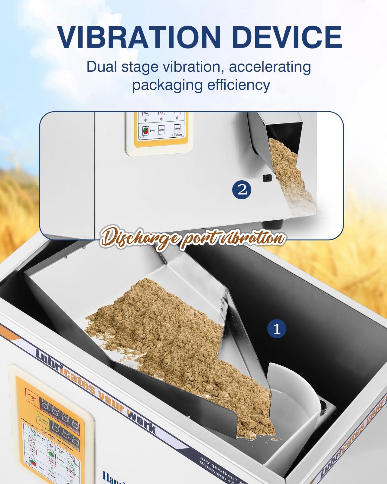 Hanchen Powder Filling Machine 0.5-100g Glitter Filling Machine with Foot Pedal Particle Weighing Automatic Bottle Bag Powder Filler for Tea Seeds Grains Powder Glitter (0.5-100g Filler)