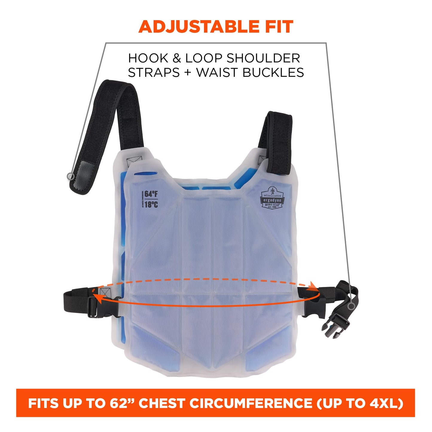 Ergodyne 6210 Phase Change Lightweight Cooling Ice Vest, Cooling Relief for All Environments, Cooling Towel Included