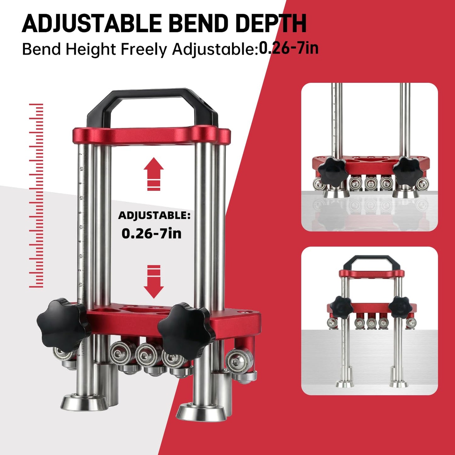 DOLEMODUO Sheet Metal Roller 2 Station Metal Bender, 0-100° Bending Range, Lightweight Portable Metal Sheet Rolling Tool with Clear Scale