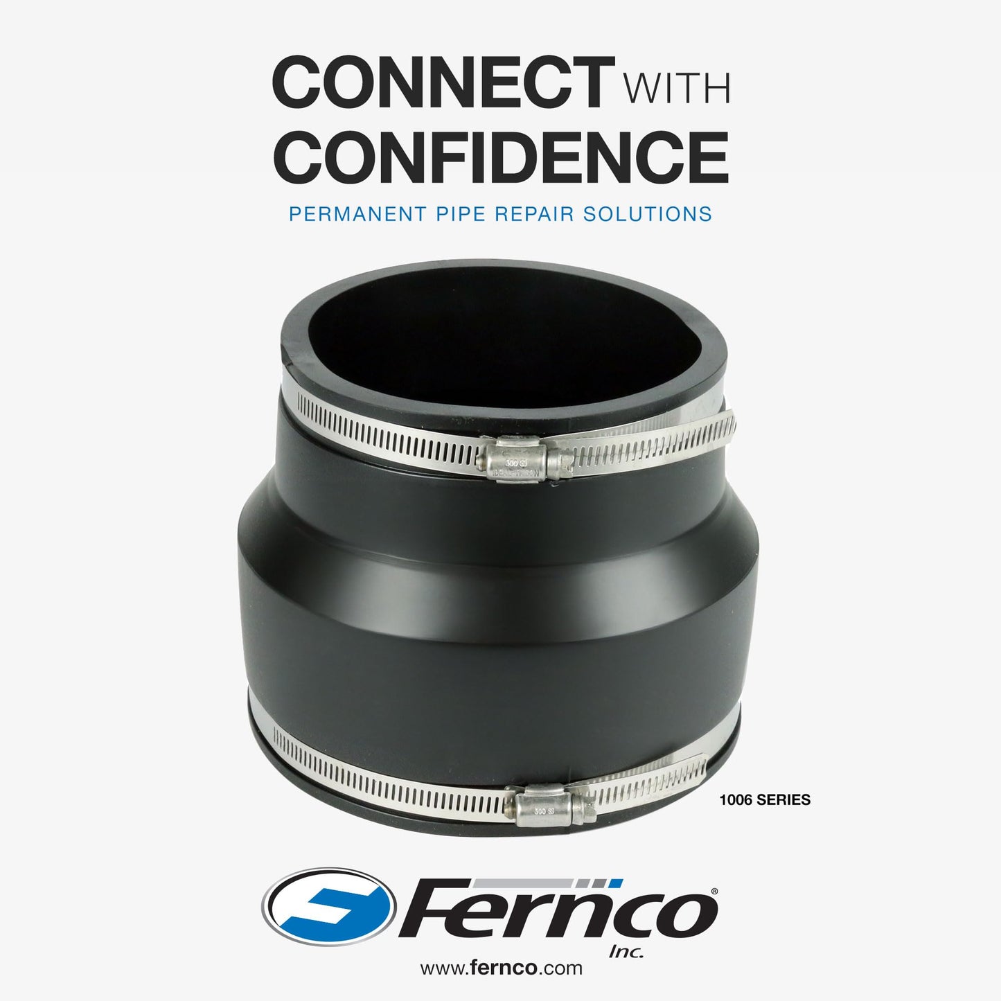 Fernco P1006-84 Flexible PVC Pipe Coupling for Concrete to Cast Iron, Plastic or Steel Plumbing Connections