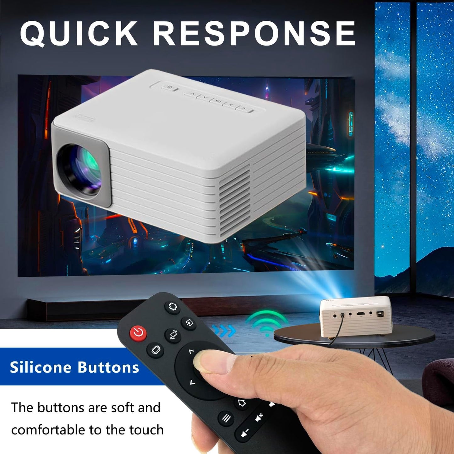 Muvxeznli H1 Replacement Remote for Mini Projector,Compatible with HAPPRUN Projector.