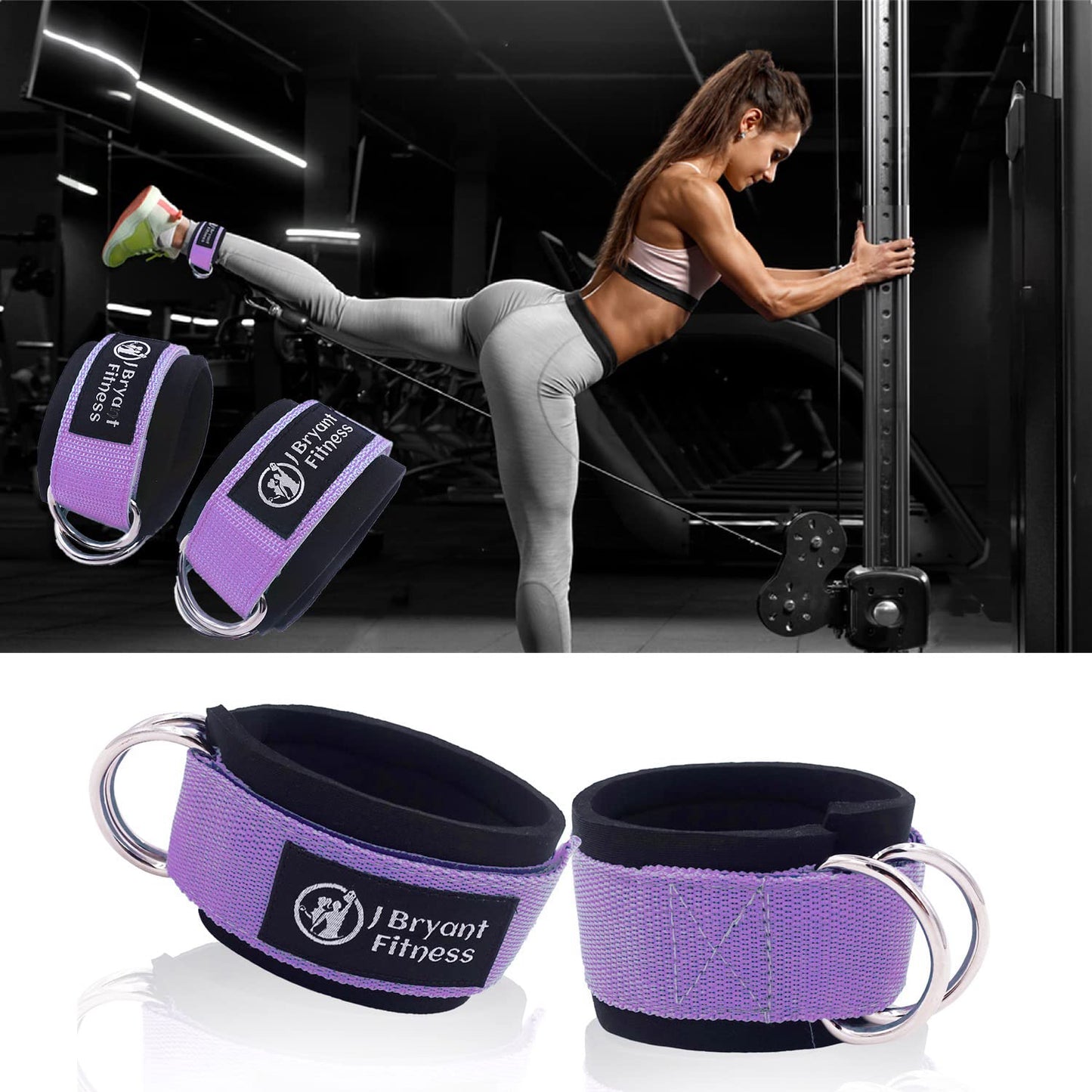 J Bryant Barbell Pad Set with 2 Ankle Straps for Cable Machines, Hip Resistance Band, Weight Lifting Straps, Thick Cushion Hip-Thrusts Pad with Carry Bag for Squats Bench Press Workout