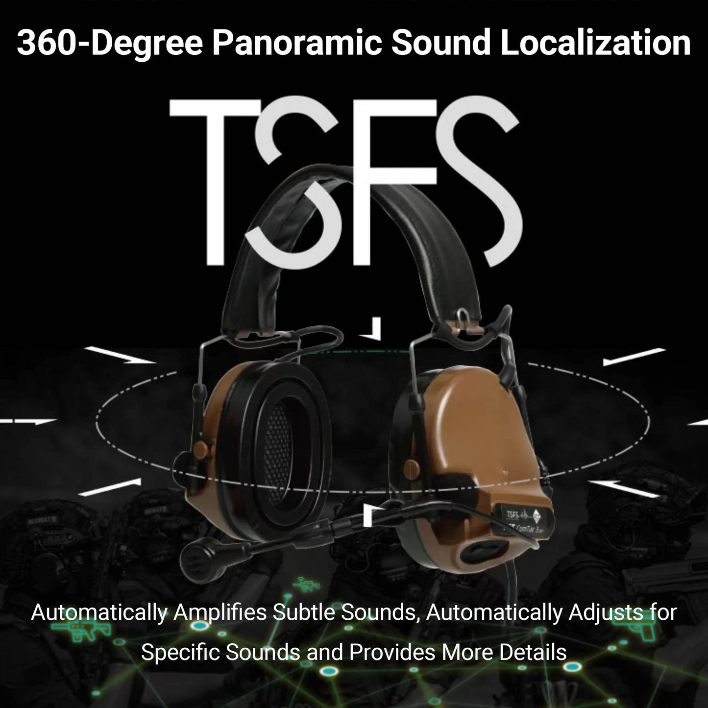 FMATAL GEAR x FCS NRR 26dB Comta 3 Tactical Headset, Digital Noise Reduction Earmuffs for Hearing Protection, Communication (CB)