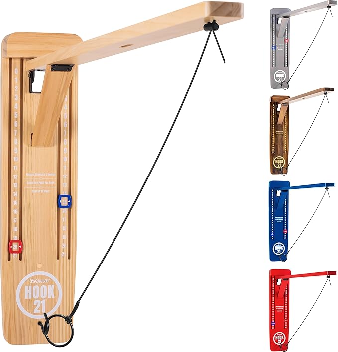 GoSports Hook 21 Wall Mounted Ring Swing Game with Foldable Arm - Play Indoors or Outdoors