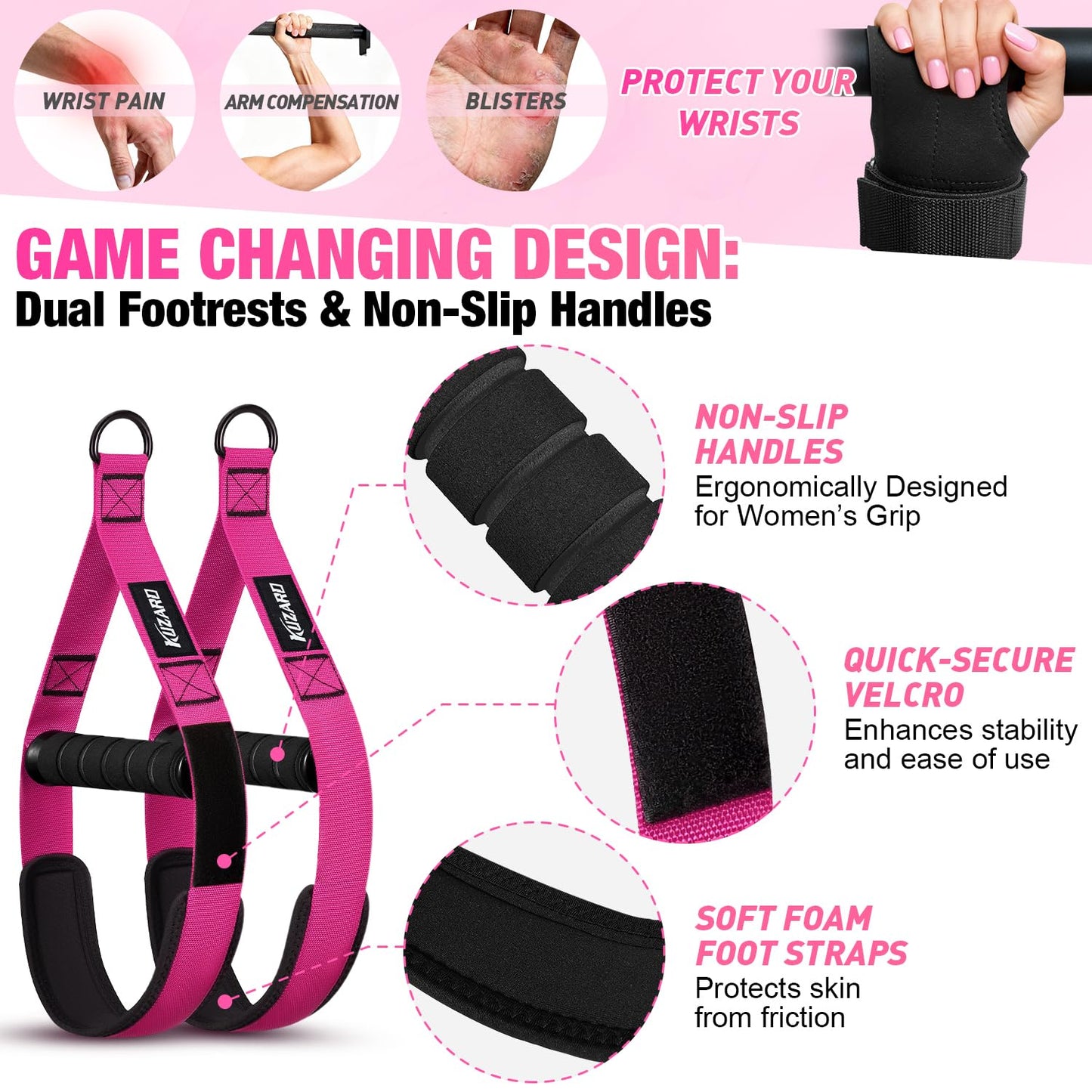 Upgraded Pull Up Assistance Bands for Women, Heavy Duty Resistance Bands with Handles, Exercise Band with Door Anchor, Workout Band Set for Pull Up Bar, Full Body Sculpting,Muscle Training, Home Gym