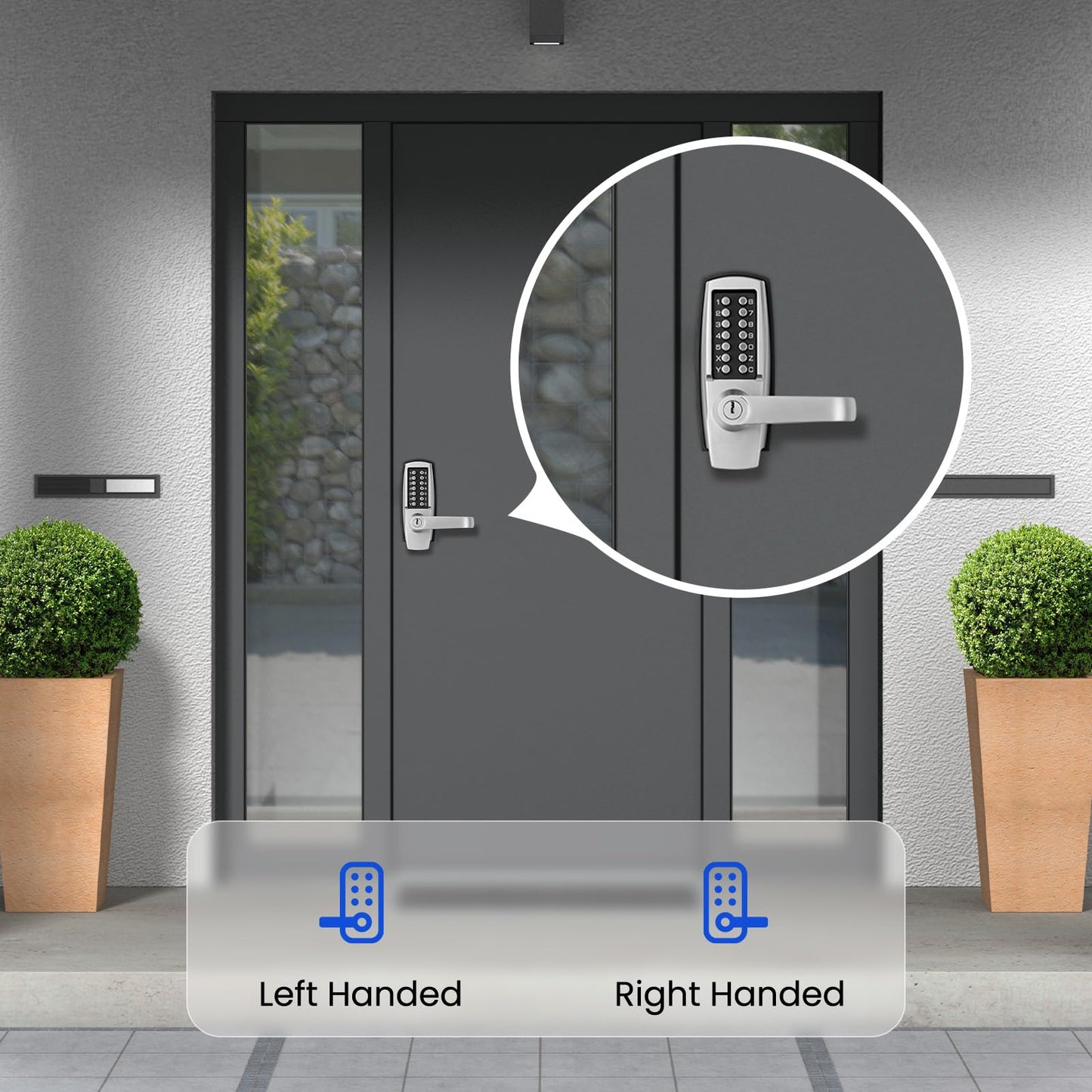 LVOZ Keyless Entry Door Lock with Handle - Mechanical Door Lock 100% Without Batteries - Easy to Install & Use - Keypad Lock on Zinc-Alloy, Water and Sun Proof for Indoor or Outdoor