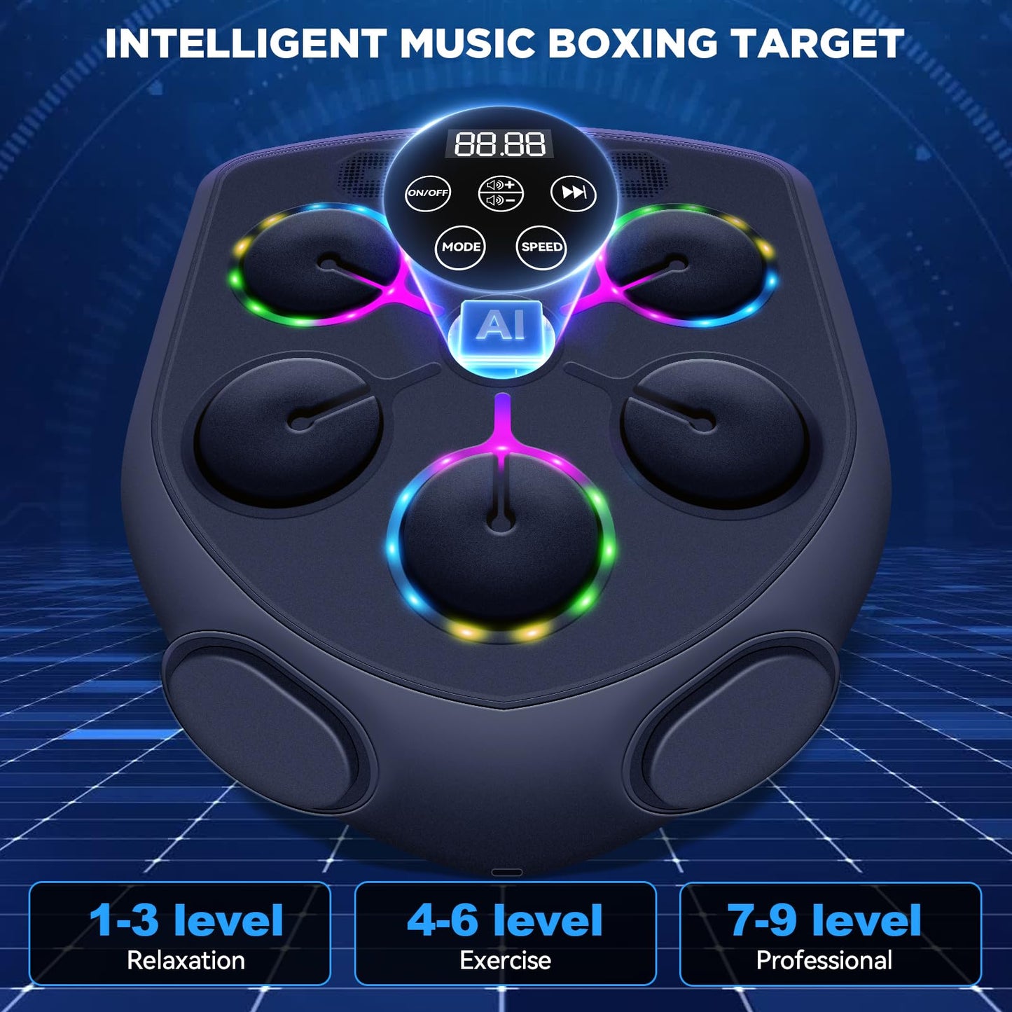 JUOIFIP 2025 Upgraded Version Music Boxing Machine,Smart Boxing Machine for Adults with Gloves,9 Modes & 9 Speeds Wall Mounted Music Punching Machine for Home Gym Office Workout