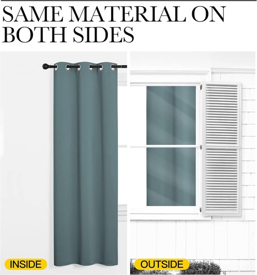 NICETOWN Modern Blackout Curtains - Noise Reducing & Thermal Insulated Drape Panels | Greyish Blue, 2 Panels (W42 x L48-Inch)