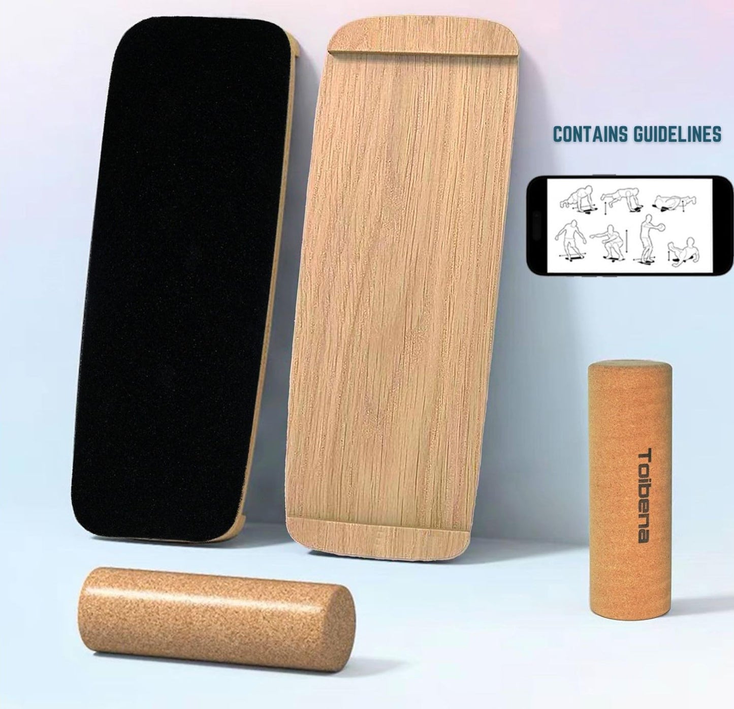 Balance Board trainer for Adults Kids,Surf/Snowboard wobble board,capatity 450Lbs core trainer,made of wood/Less Plastic/Solid cork roller