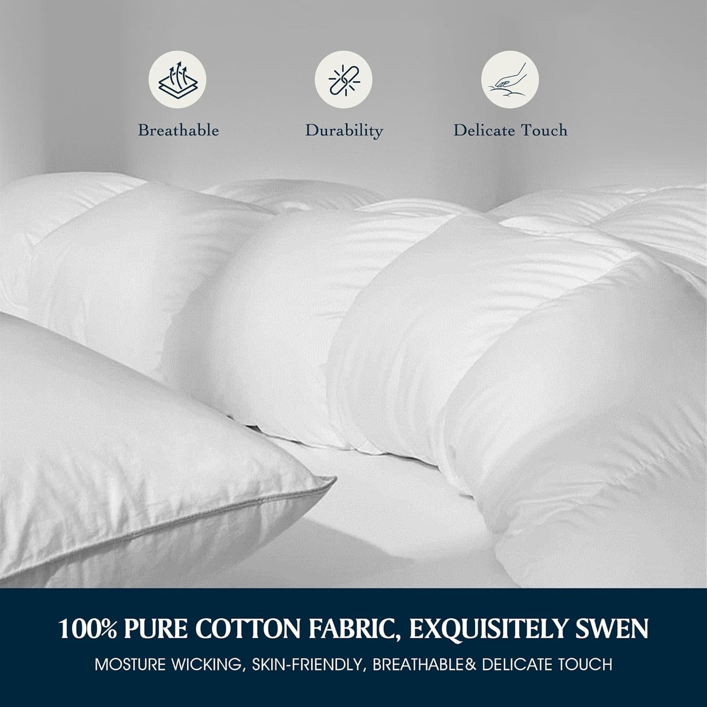 Serta Goose Feather Down Comforter - Luxurious Hypoallergenic Twin Size Duvet Insert | 100% Cotton, Medium Warmth, White 68 x 90 Inch