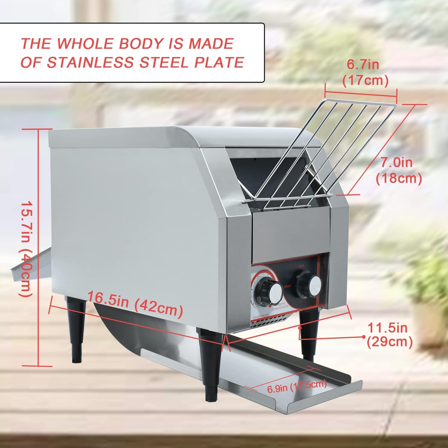 NJTFHU Commercial Toaster Conveyor 150slices/Hour,Stainless Steel Conveyor Toaster for Bun Bagel Bread Heavy Duty with 7 Speed Control/3 Toaster Mode Speed Control/3 Toaster Mode