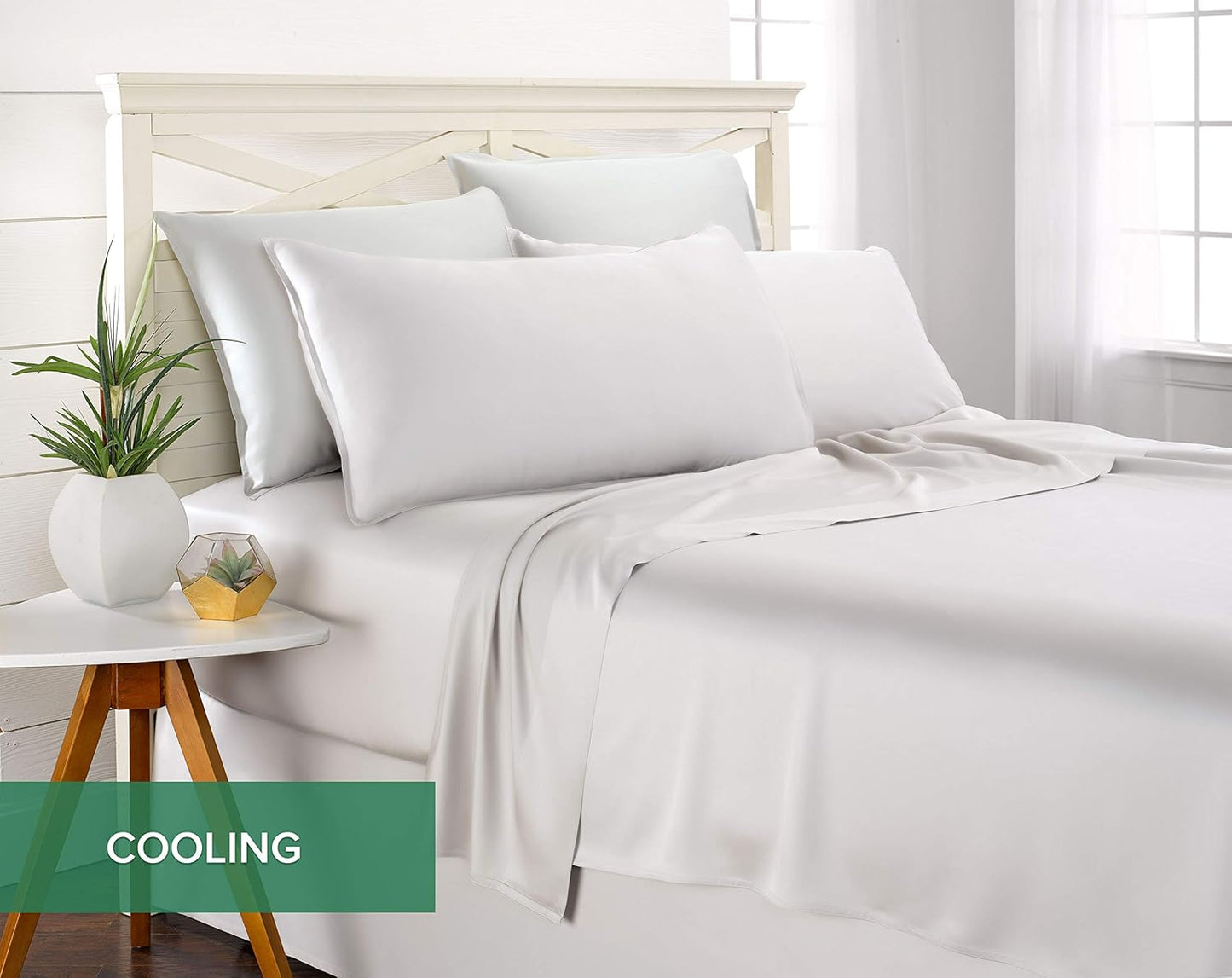 Pure Bamboo California King Sheets - 100% Organic Viscose Bed Set, Soft & Cooling, White