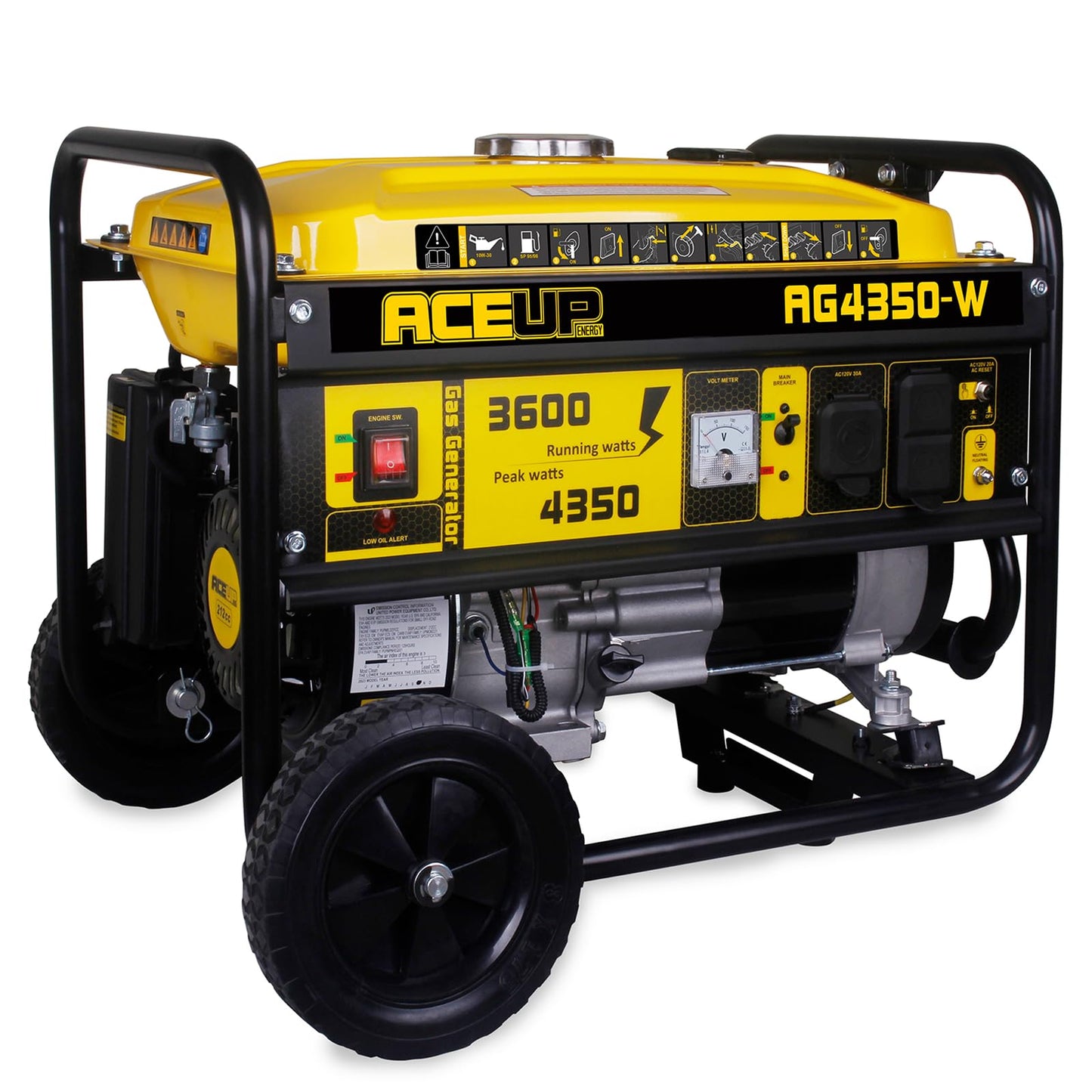 Aceup Energy 4,350 Watt Gas Generator Portable for home use, Gas Powered generator with Wheels Kit, 30A Outlet, EPA & CARB Compliant