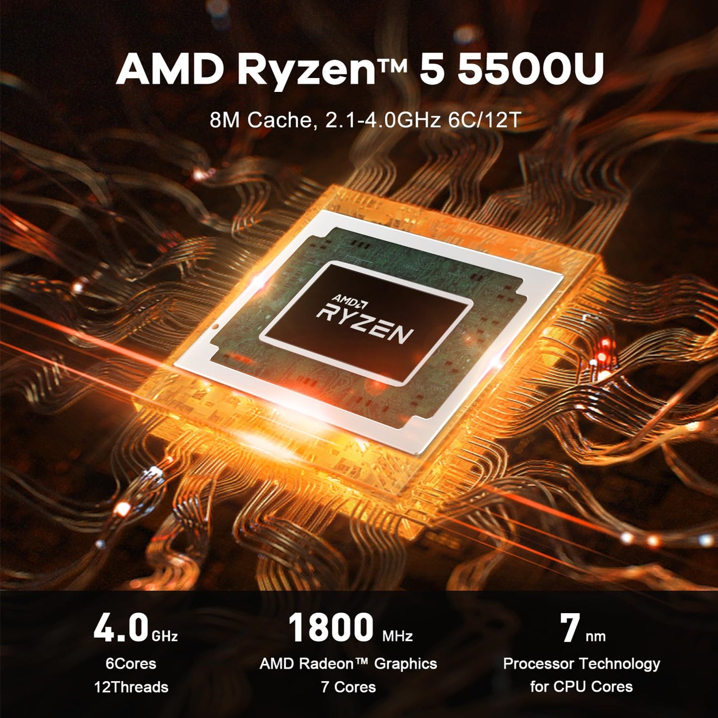 Beelink Mini PC, SER5 AMD Ryzen 5 5500U(7nm, 6C/12T) up to 4.0GHz, Mini Gaming Computer 16GB DDR4 RAM 500GB NVME SSD, Micro PC 4K@60Hz Dual Display, Mini Computer WiFi6/BT5.2/HTPC/W-11 Pro