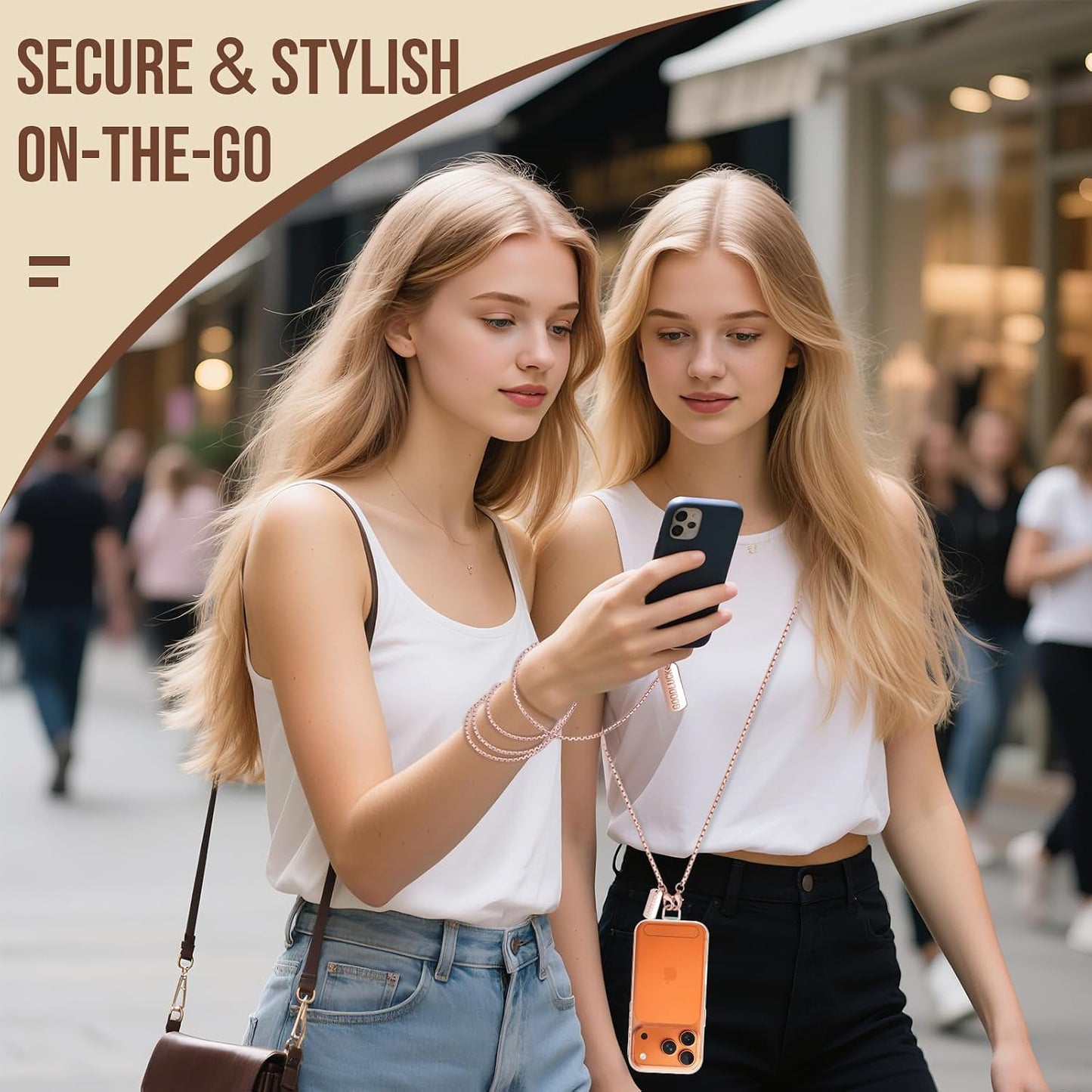 16 Dadanism Universal Phone Lanyard Crossbody, Metal Cell Phone Chain Crossbody Strap with Tether Tab, for iPhone