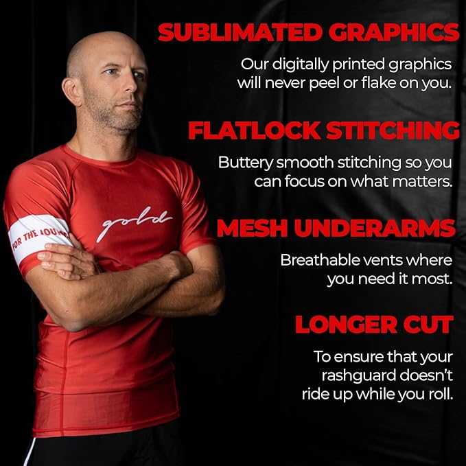 Gold BJJ Foundation Rash Guard - Ranked No-Gi and Gi Jiu Jitsu Rashguard
