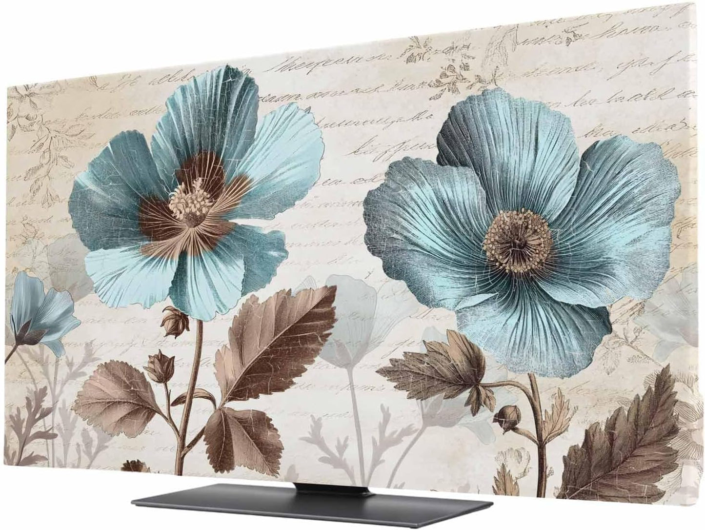 Singingin 32 Inch, Rustic Blue TV Dust Cover Broccoli Flower Leaf Farmhouse Vintage Brown Computer Monitor Cover