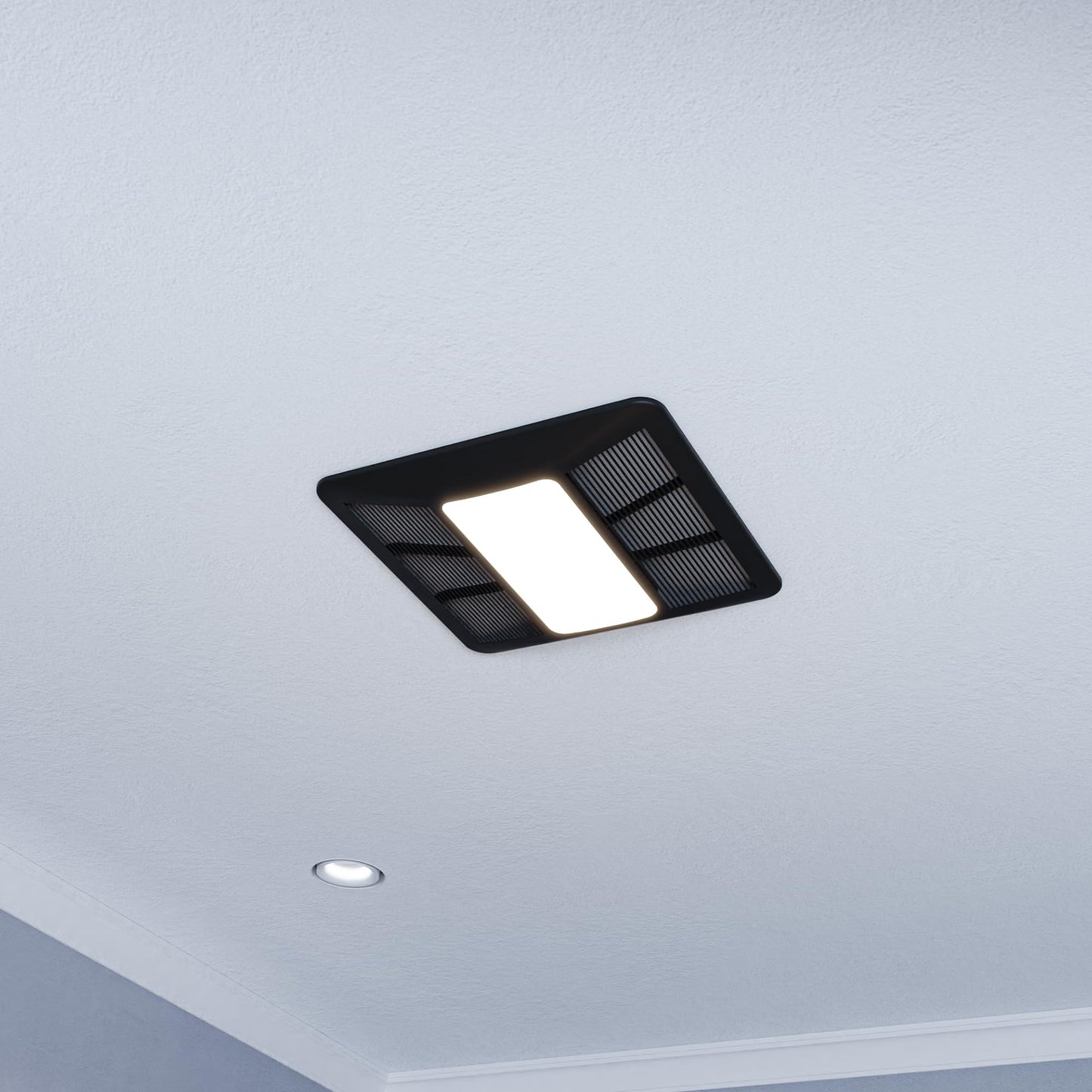 ANZZI Exhaust Fan 100 CFM 1.5 Sones Bathroom Exhaust Fan with Light & Humidity Sensor, Ceiling Mount (Black)