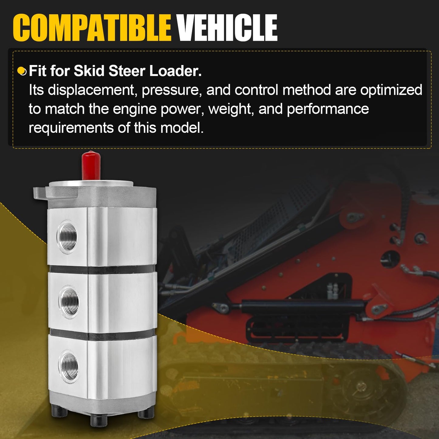 PGP510888G3LP Triple Hydraulic Pump, Fast Response Hydraulic Gear Pump for Skid Steer Loader
