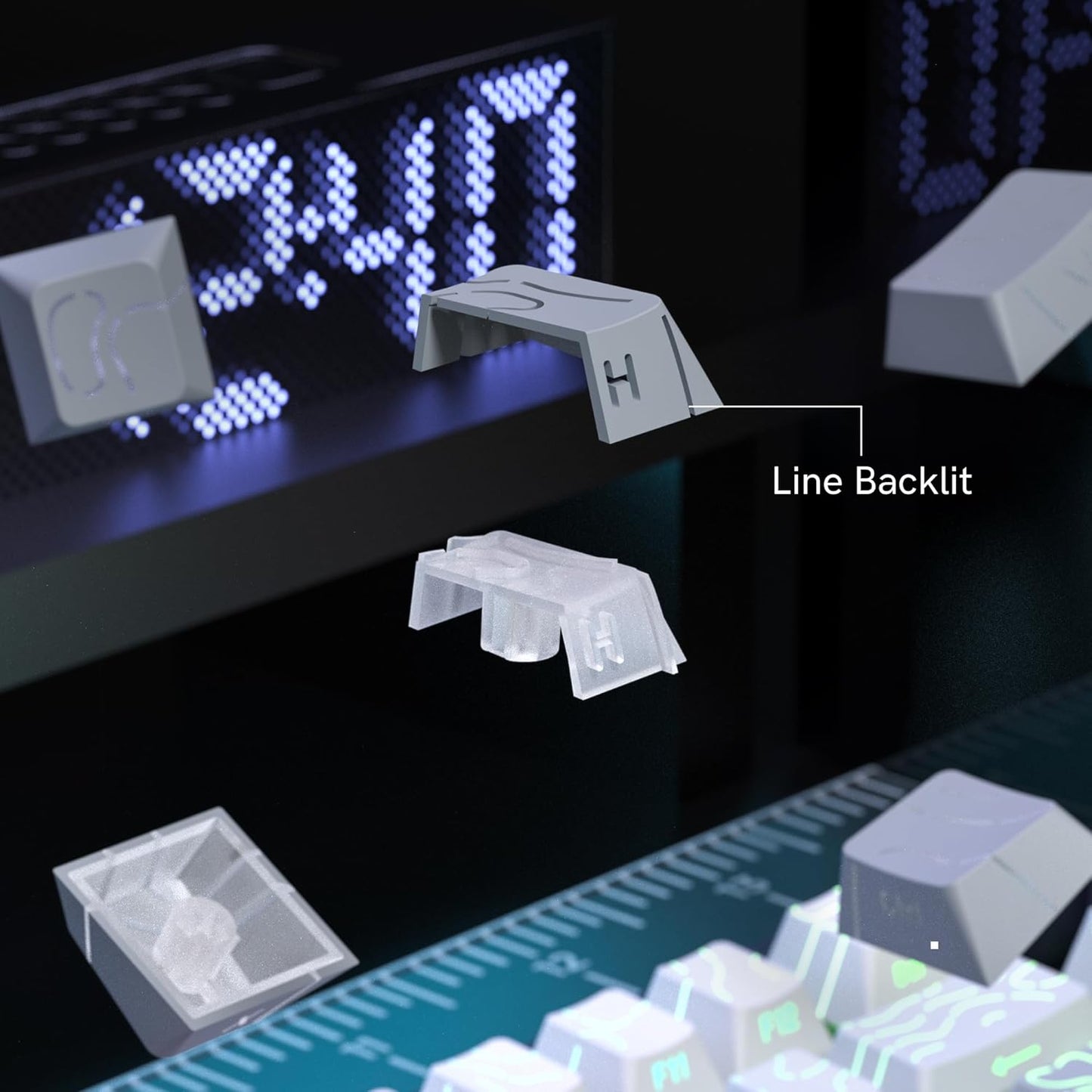 dagaladoo Sets 61/64/66/68/71/75/84/87 White/Grey Topographic keycap Line Backlit Gradient keycaps Shine Through