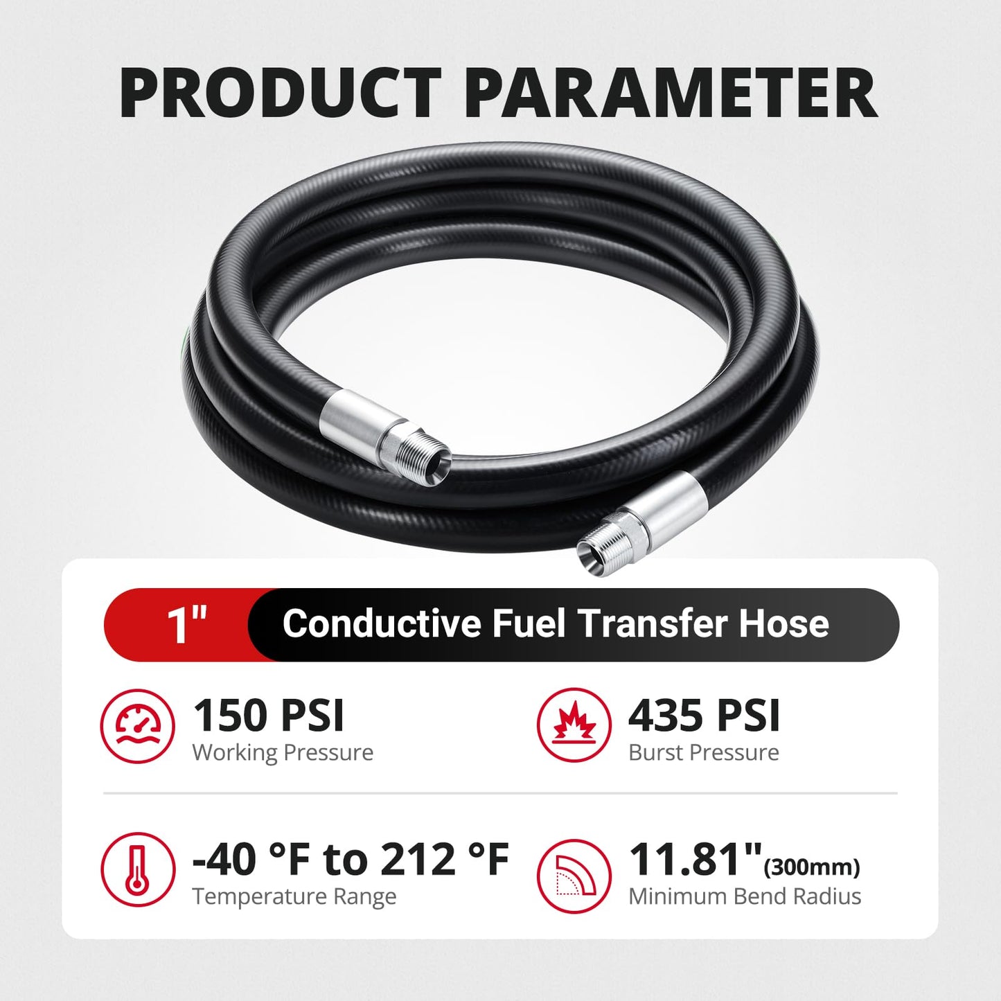 EVIL ENERGY 1" Fuel Transfer Hose Kit 20FT,Farm Fuel Hose With 1PC 1" NPT Transfer Swivel for Dispensing Diesel Gasoline Kerosene Biodiesel
