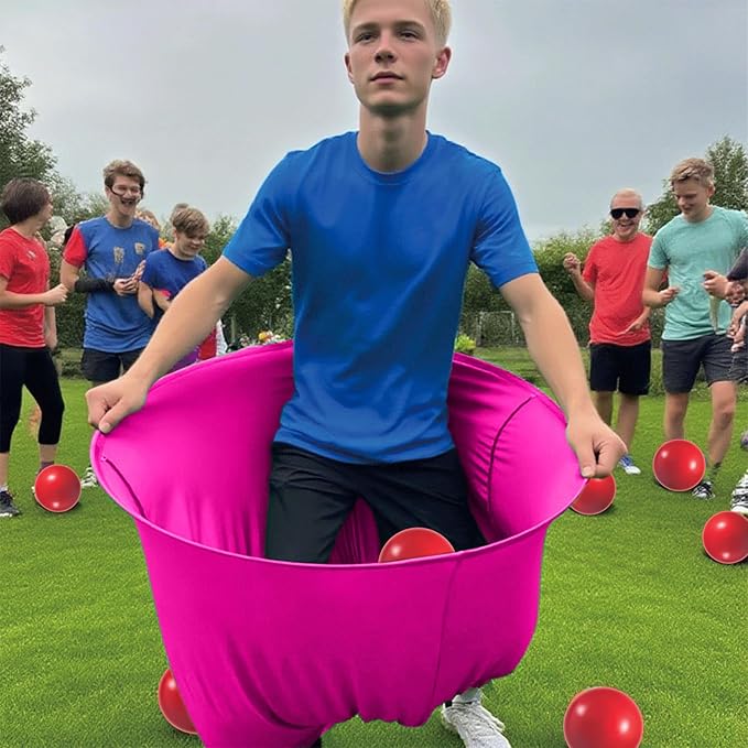Granny Pants Yard Game Set - Giant Outdoor Party Game with 8 Bouncy Balls and Pump，Fun Family Reunion & Adult Yard Games for Groups (red)
