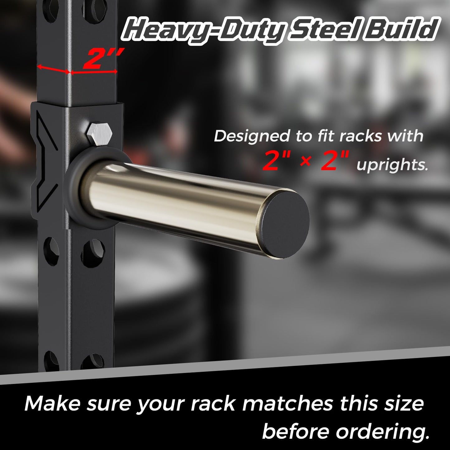 Stainless Steel Sleeve Weight Plate Holder for Power Rack – Choose 2×2 or 3×3 Uprights – Fits 5/8" to 1" Holes – 300lbs Capacity, Heavy-Duty Steel Peg with Stainless Cover, Pair (For 2x2" Rack)
