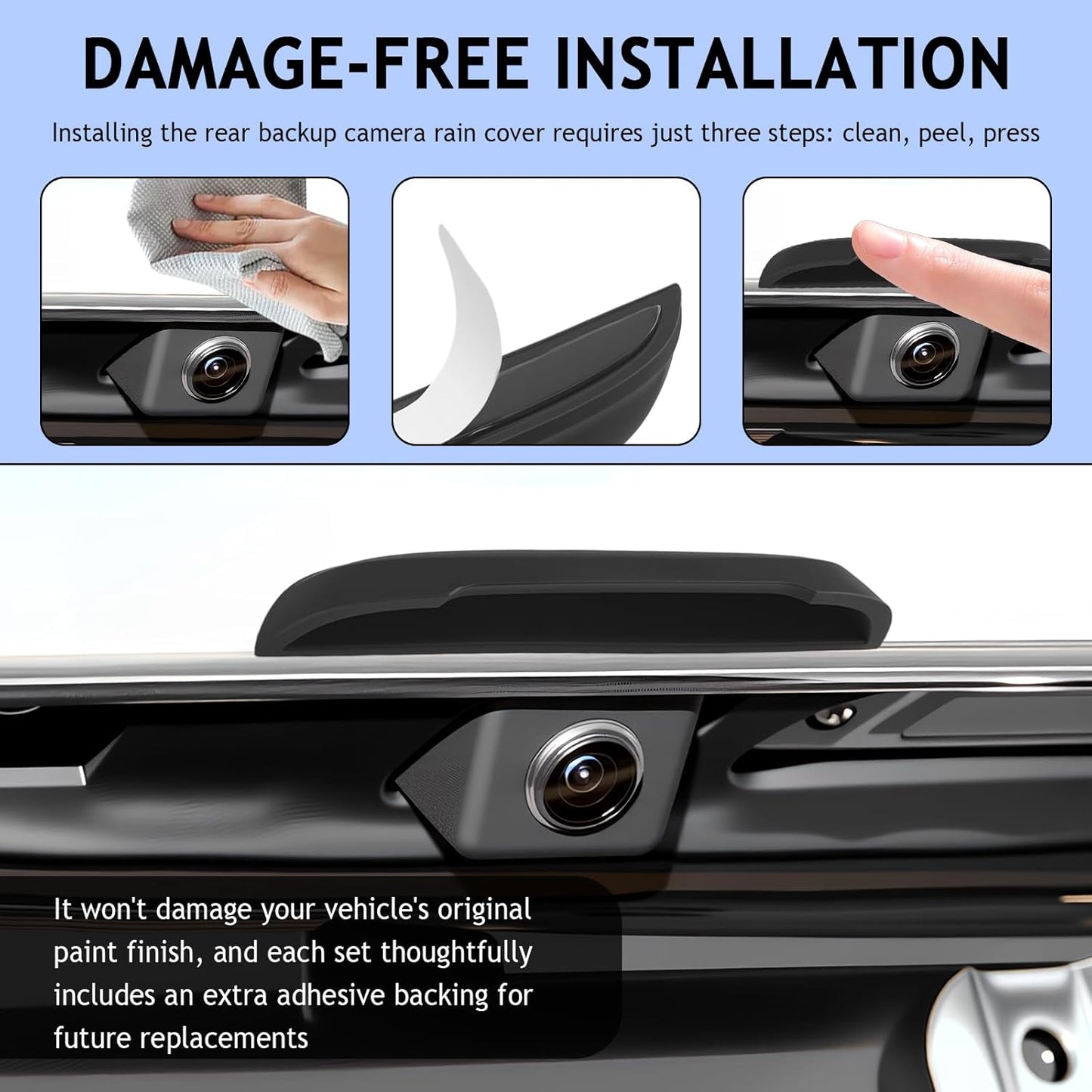 Aokdom Car Rear View Camera Protection Cover,Wider Back Up Camera Rain Guard for Clarity of Image,Non-Destructive
