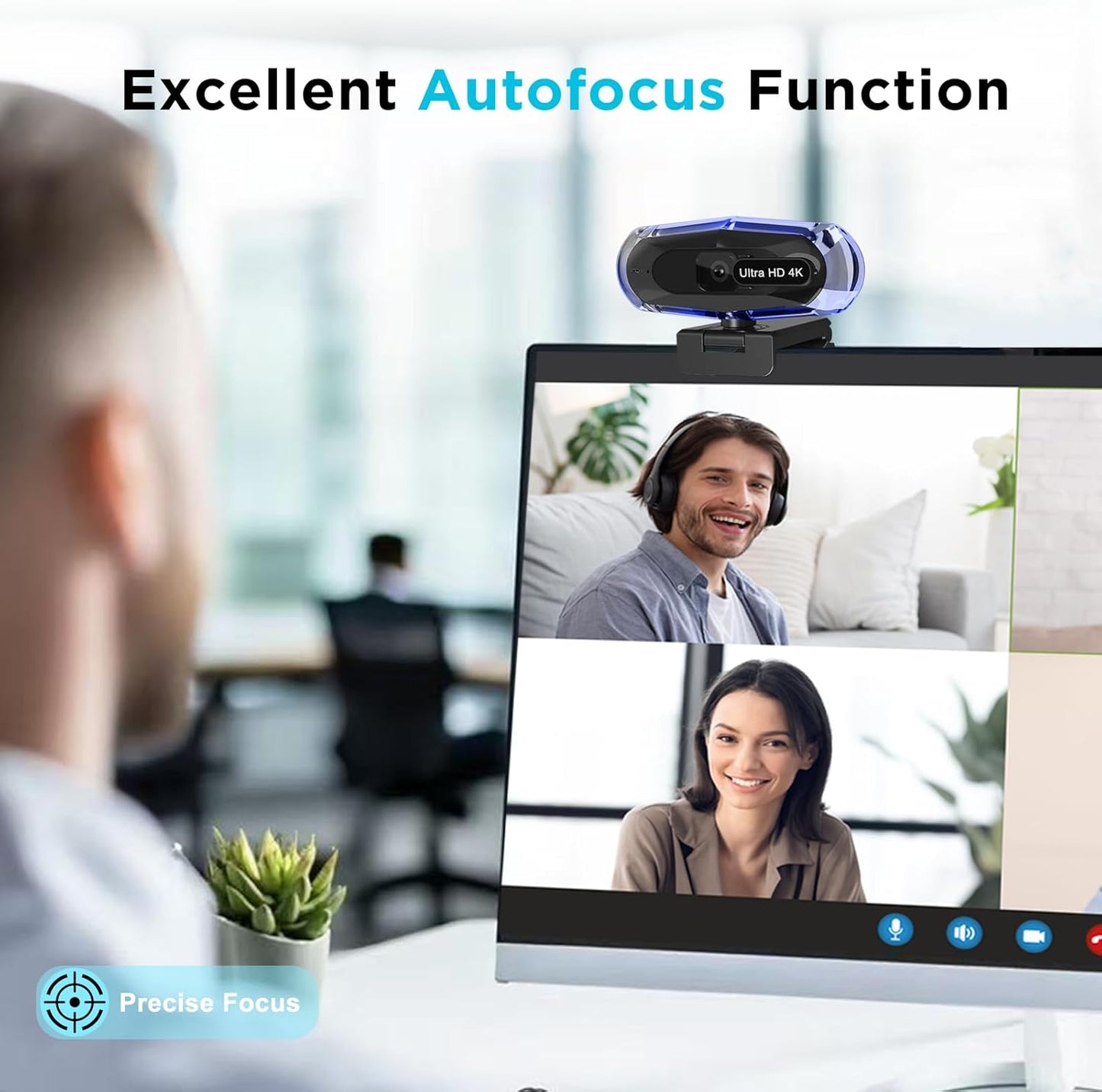 ceabulila 1080P 60FPS Streaming Webcam with Autofocus, Microphone, RGB Light and Tripod, USB Camera for PC/Mac, Plug
