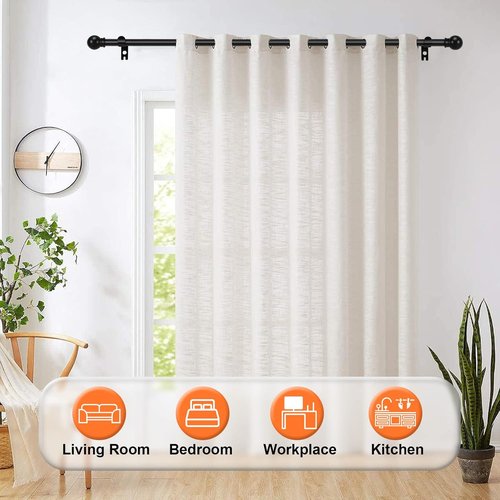 Black Curtain Rods by [Brand Name] - Adjustable 36"-48" Decorative Drapery Rod for Bedroom, Living Room & Kitchen