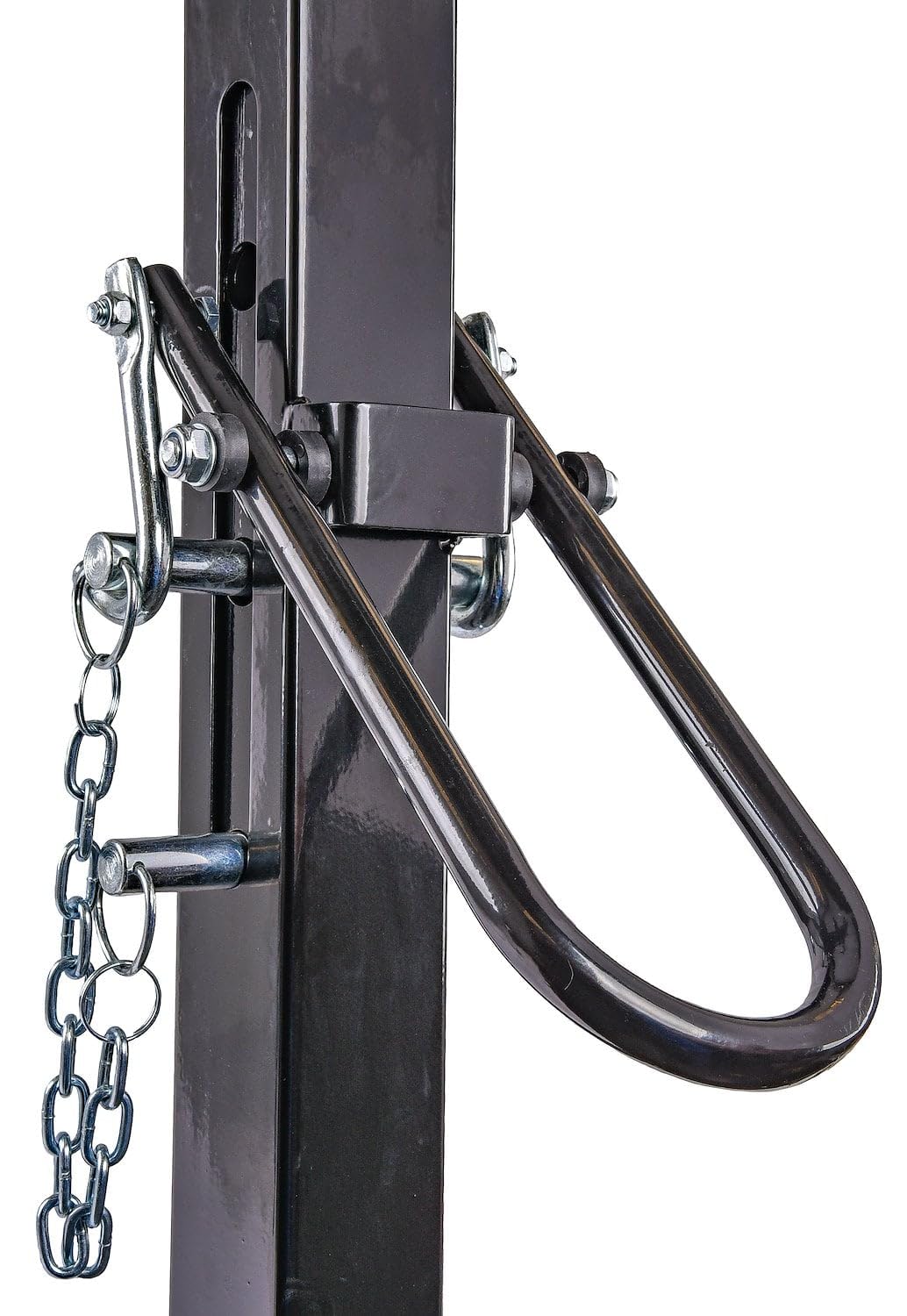 JEGS Adjustable Height Gantry Crane | 1-Ton Capacity | Adjusts from 7’11” to 11’9” in Height | Black Powder Coated Steel | Includes Four 5” Swivel Caster Wheels