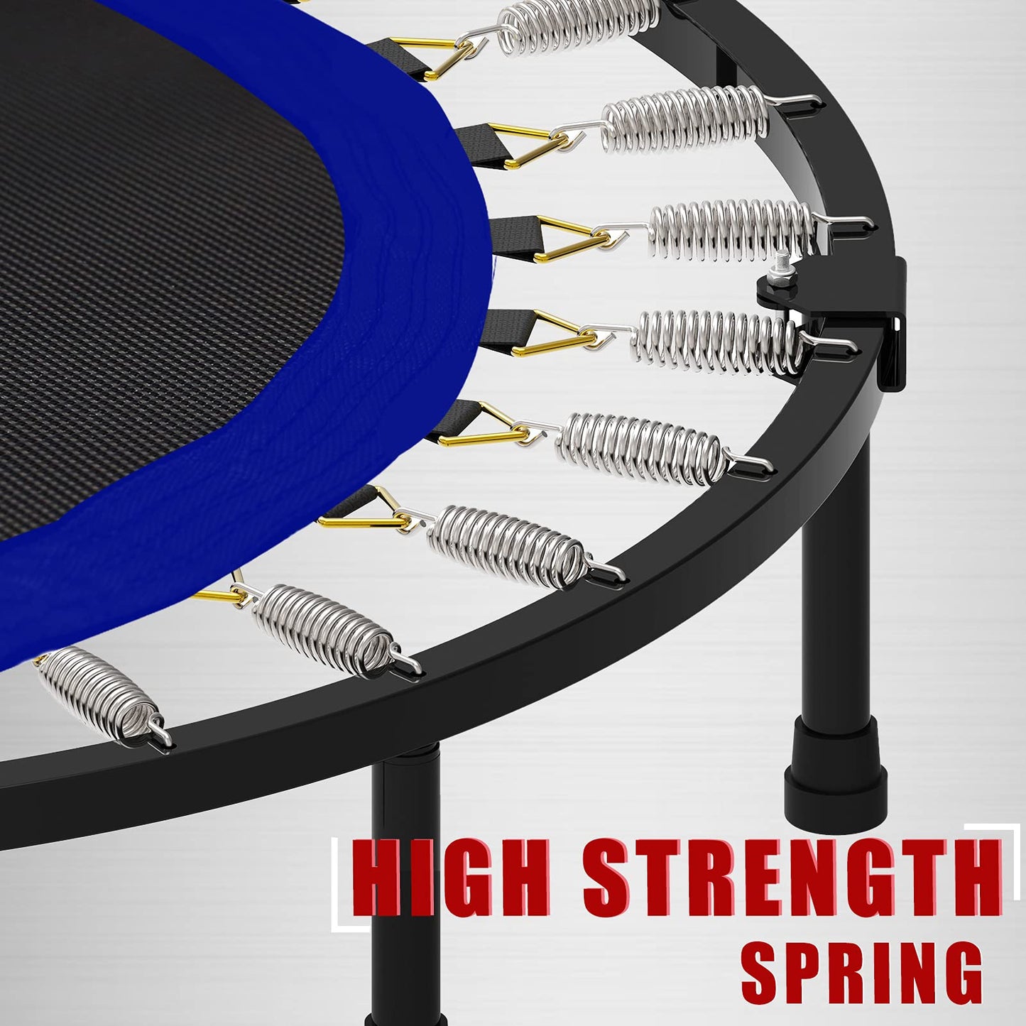 Kanchimi 40" Folding Mini Fitness Indoor Exercise Workout Rebounder Trampoline with Handle, Max Load 330lbs（Blue