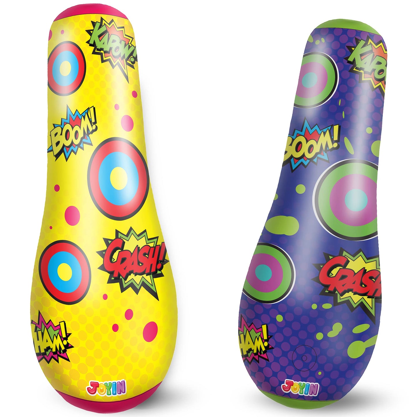 2 Pack Inflatable Bopper, 47 Inches Kids Punching Bag with Bounce-Back Action, Inflatable Punching Bag for Kids Presents