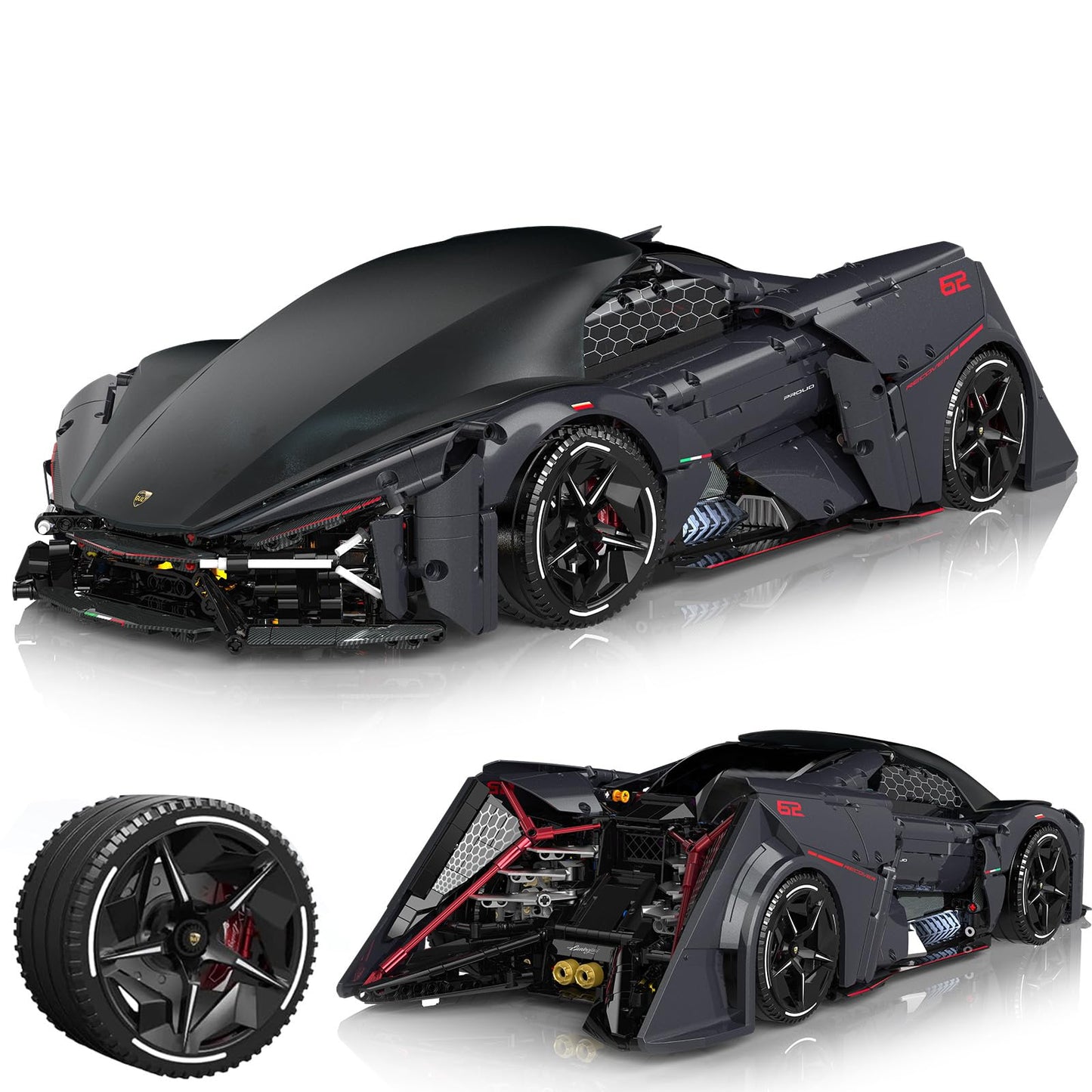 JTBBOY 1:8 Sport Building Supercar Set for Adults, Model Kit for Adults to Build, Collectible Car Building Kits, Supercar with Authentic Features,Display Model for Home or Office(2884PCS)