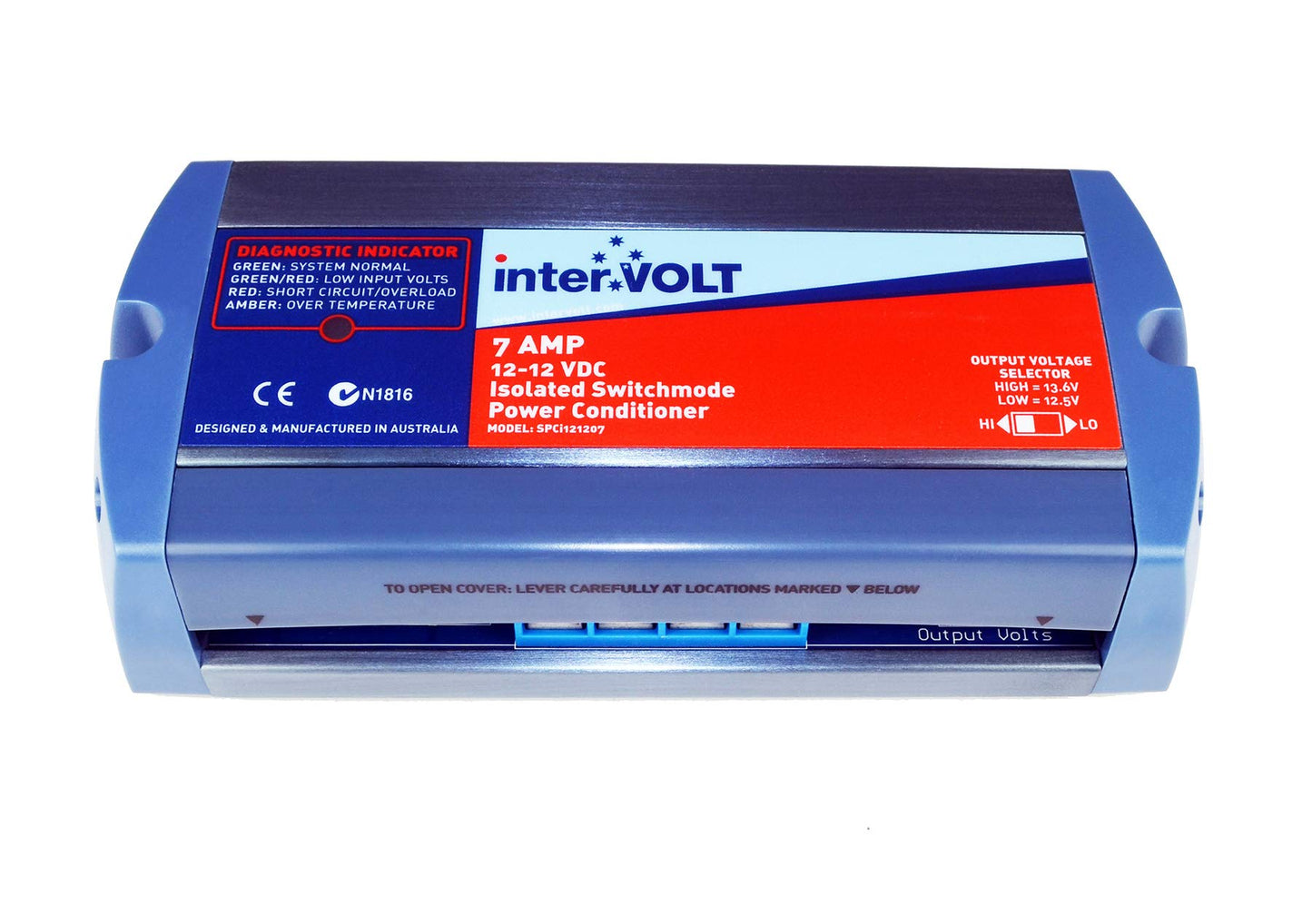 interVOLT 12V Stabilizer/Voltage Regulator/Power Conditioner/Battery Charger (10-16 VDC Input - 12.5/13.6 VDC Output) - Heavy Duty 7A DC-DC Isolated - Model SPCi121207