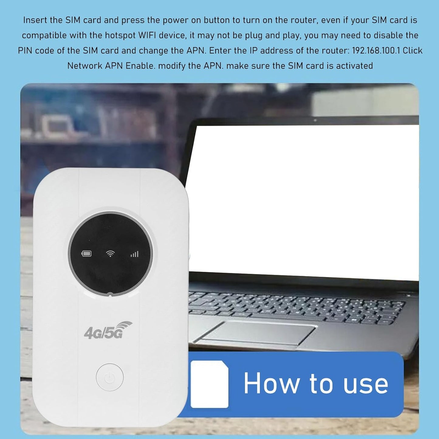 4G 300Mbps 10 3650mAh LTE Modem Router with SIM Slot - High-Speed, Supports Up to Devices, Built-in Battery