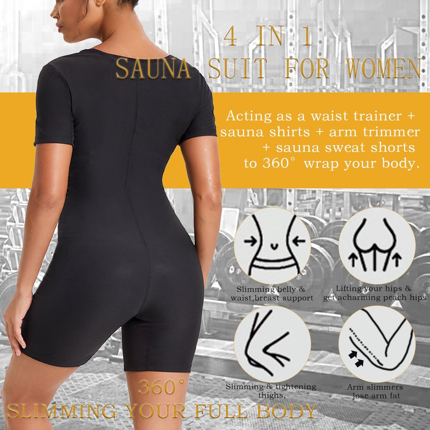 Sauna Suit for Women Full Body Jumpsuit Waist Trainers for Women Belly Fat Workout Sweat Suit XL