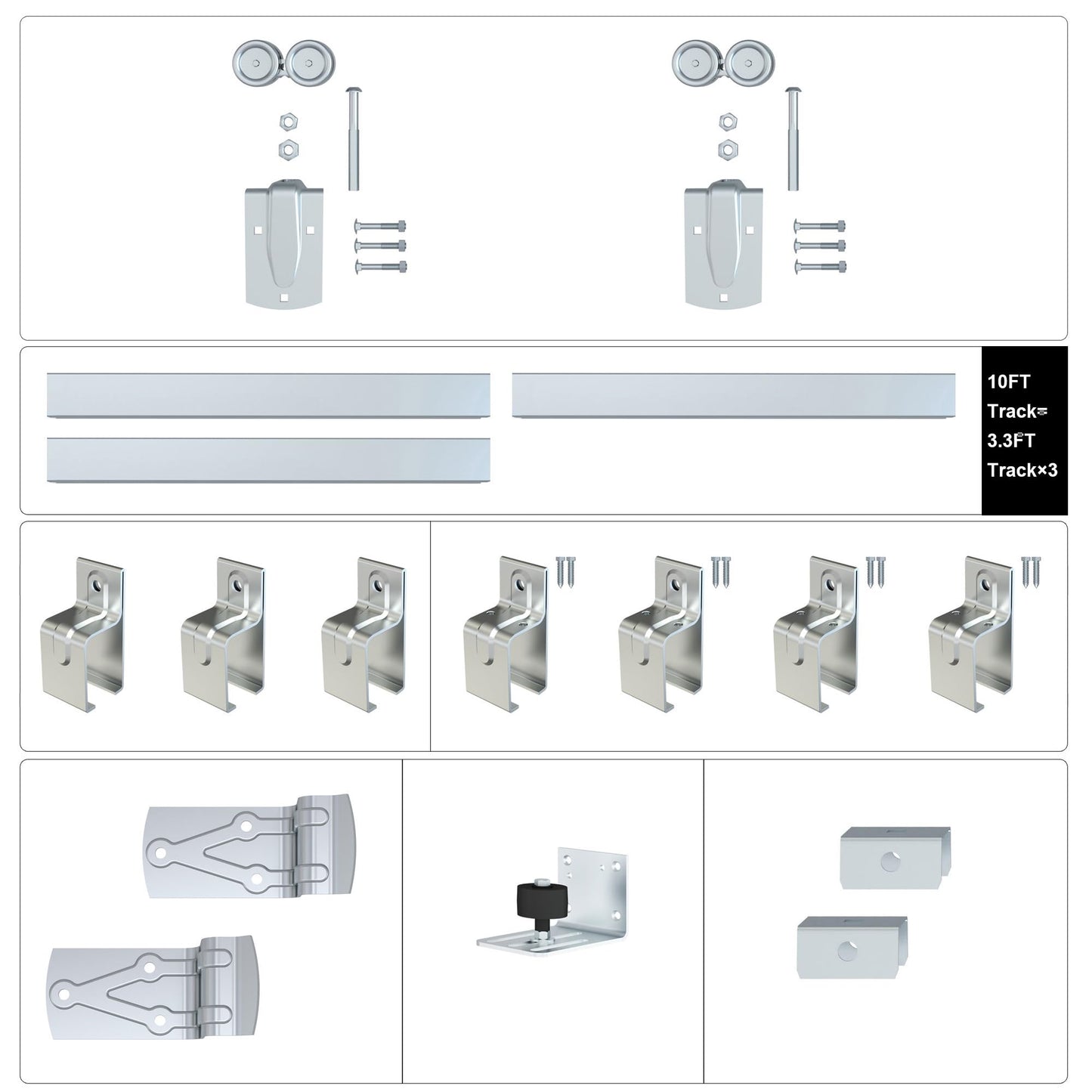 HARDJULAN 10FT Heavy-Duty Galvanized Steel Exterior Sliding Barn Door Hardware Kit, 450 lbs Capacity,Kit for Outdoor,Fit for MAX 1 Door Width 60in