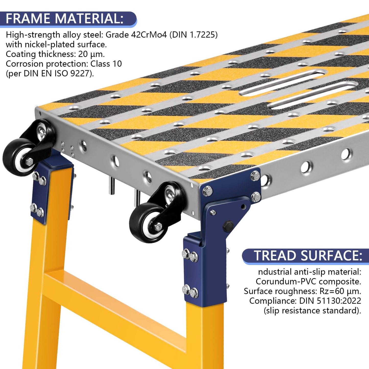 Work Bench+Step Ladder 2 in 1 with 1102 LBS Load Capacity, Versatile Portable Steel Folding Welding Table with Height 23 to 35 inches Adjustable Folding Portable Platform with Non-Slip Mat