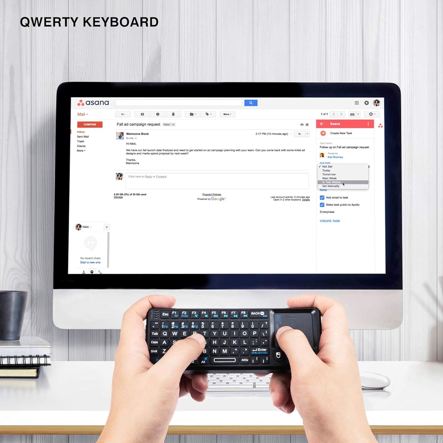 Beastron 2.4G PS3. X1-Black Rii Mini Wireless Keyboard with Touchpad Mouse,Lightweight Portable Controller with USB