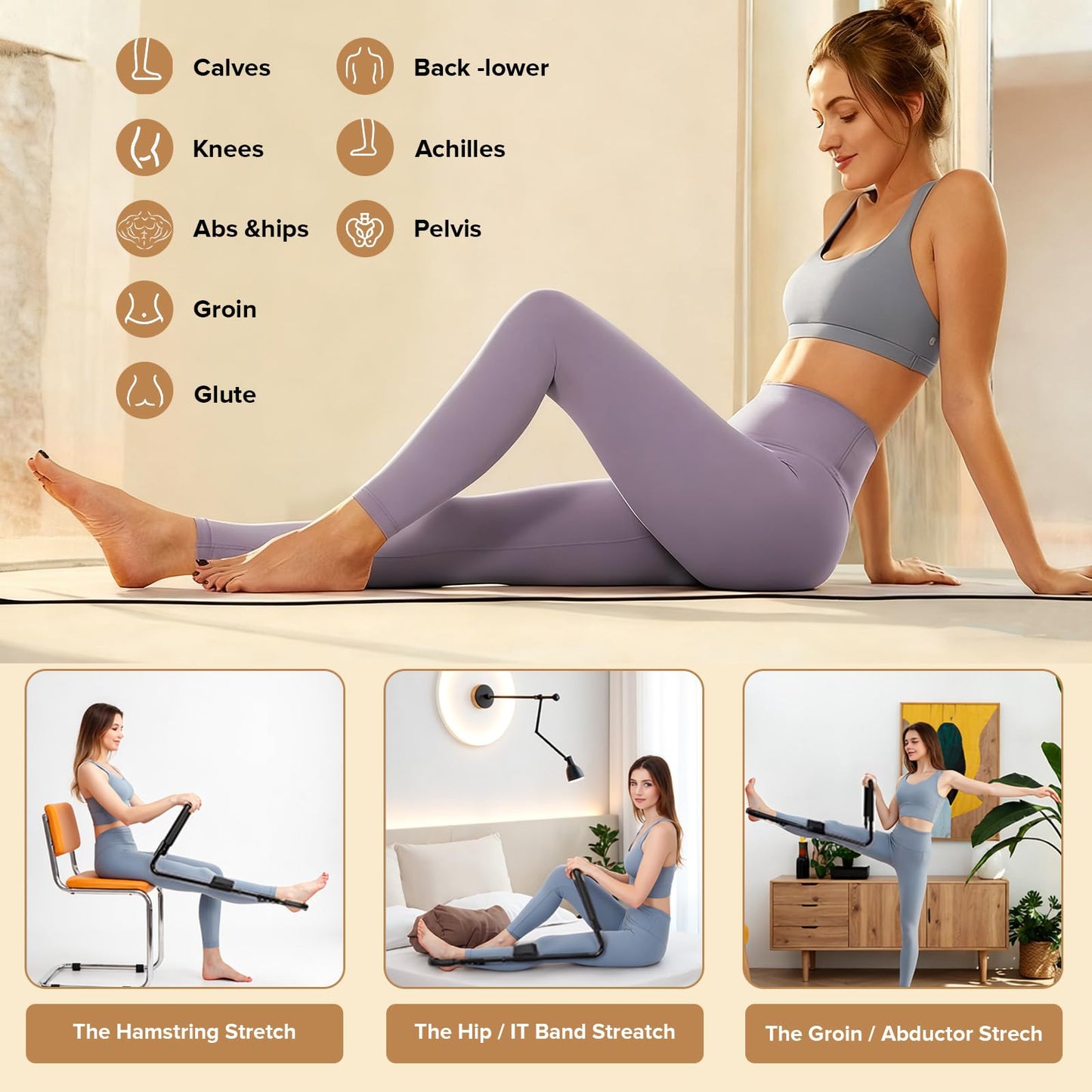 Hamstring Stretcher, Knee Extension Device for Knee Extension & Pain Relief, Adjustable Low Back, Calf, Leg & Hip Stretching Device for Flexibility, ACL Surgery Recovery Physical Therapy Equipment