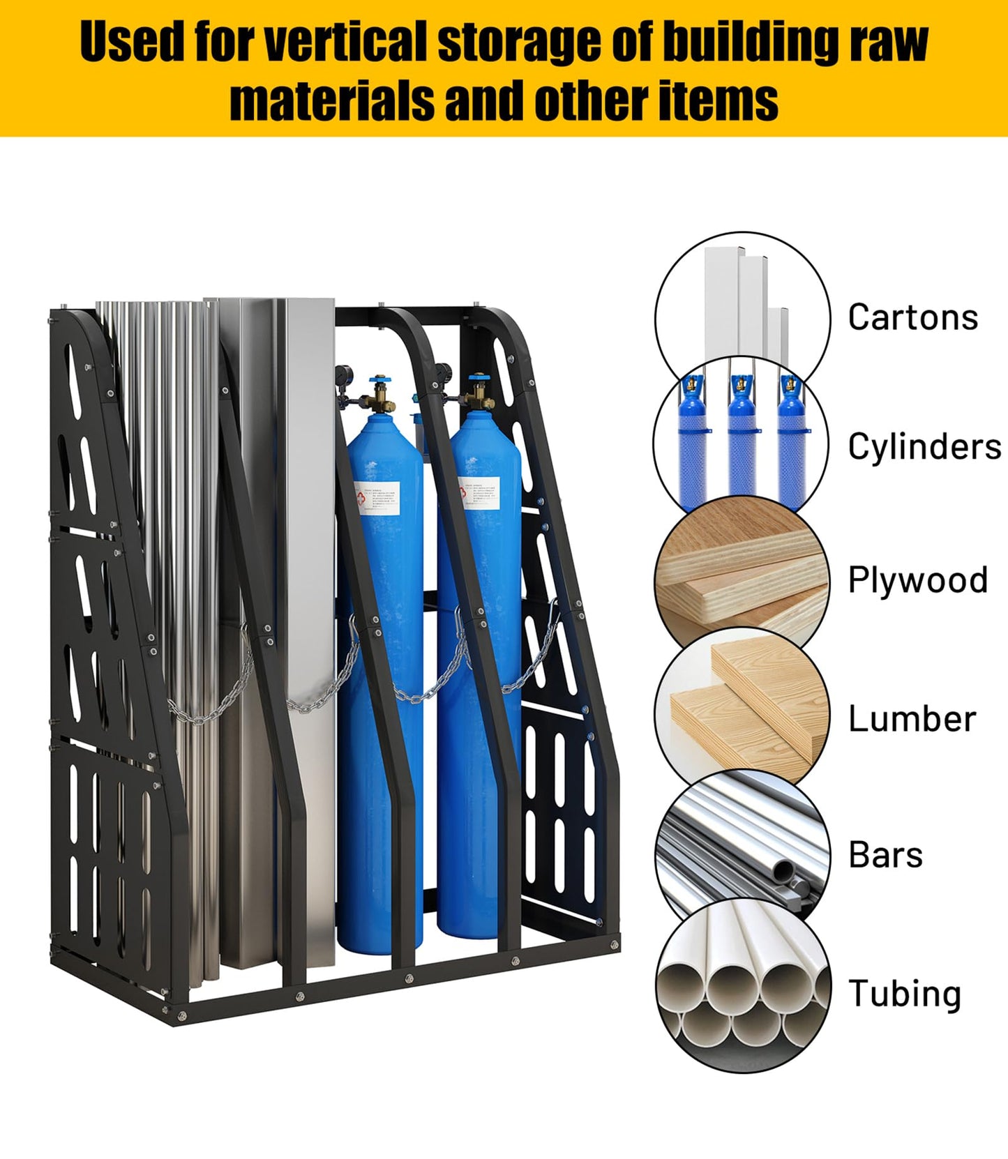 OREALLANDROL Vertical Bar Rack Standing Steel Vertical Long Parts Industrialized Large Capacity Storage Racks Rugged and Durable for Factories, Warehouses, Garages
