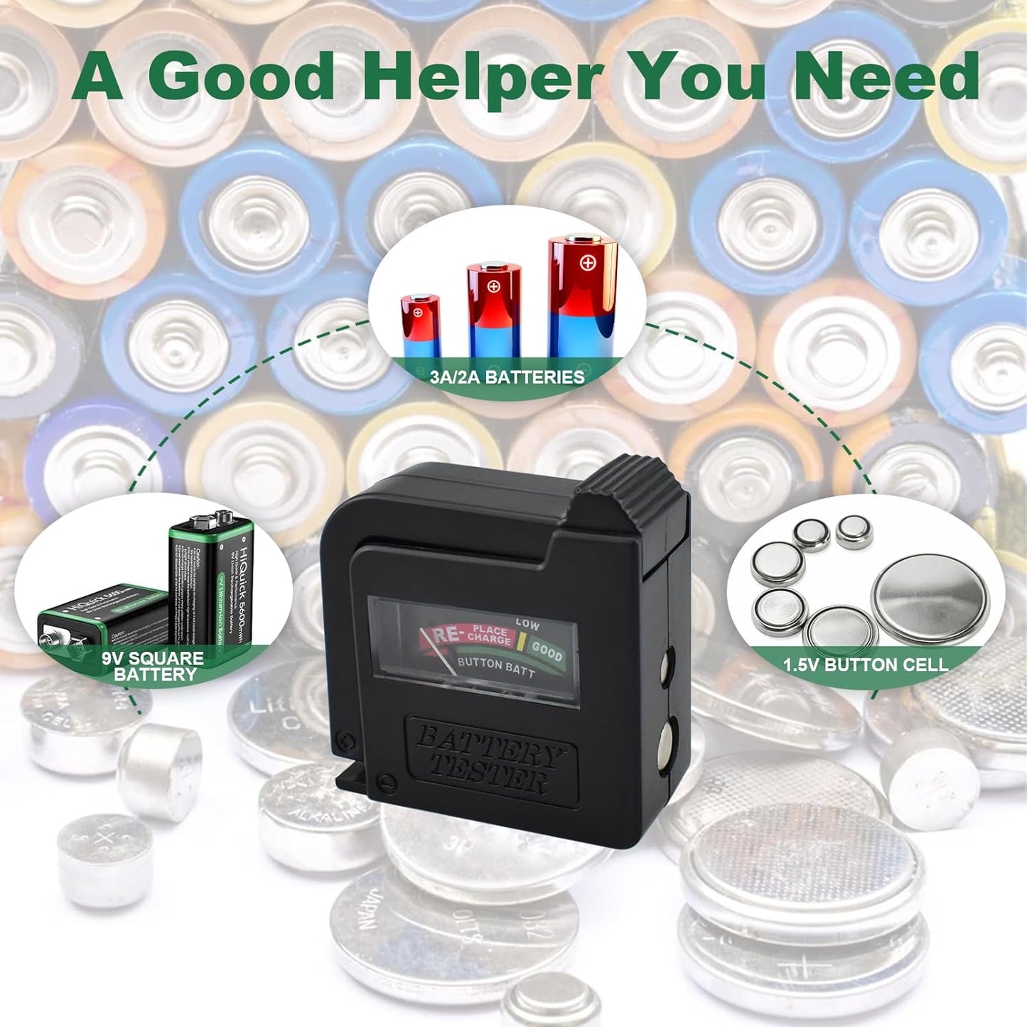 UBANU 1Pc BT-860 9V 1.5V Universal Small Battery Volt Tester Checker, High Accuracy Portable Digital Battery Capacity