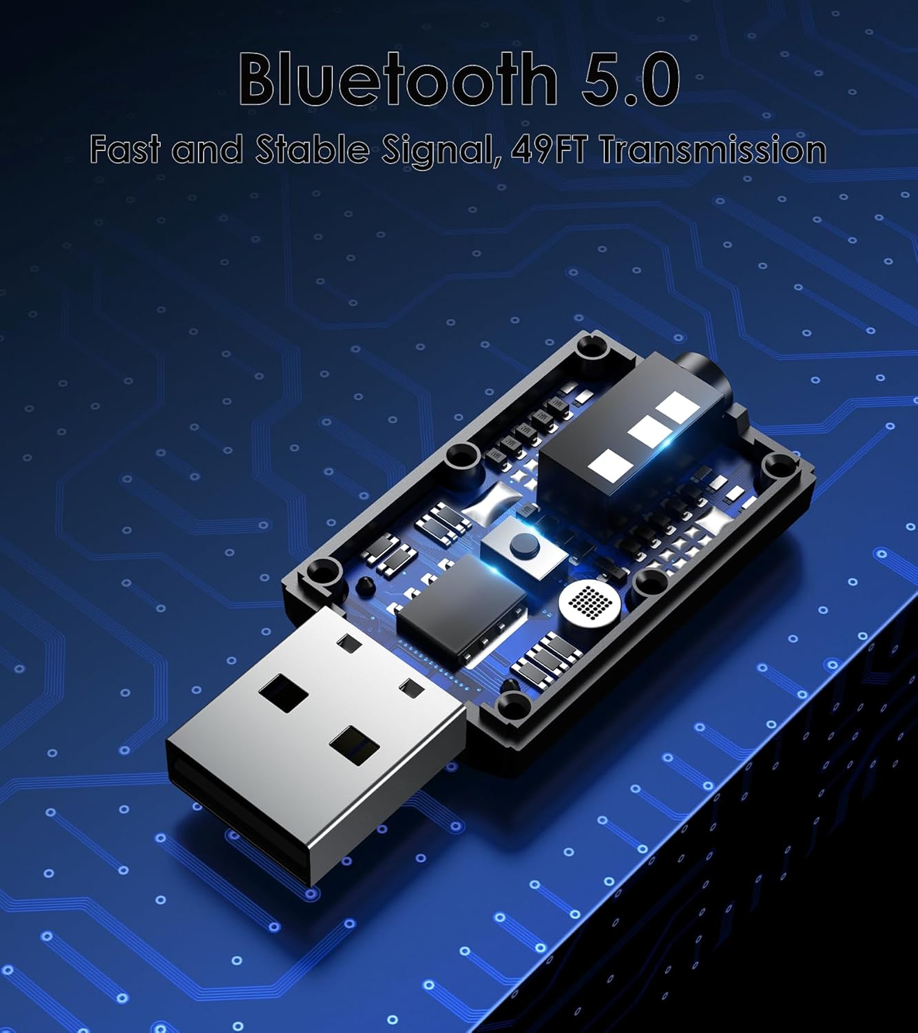 Tsnam 3.5mm USB Bluetooth Adapter for Car, Bluetooth Transmitter Receiver Plug & Play, AUX Wireless Audio Adapter