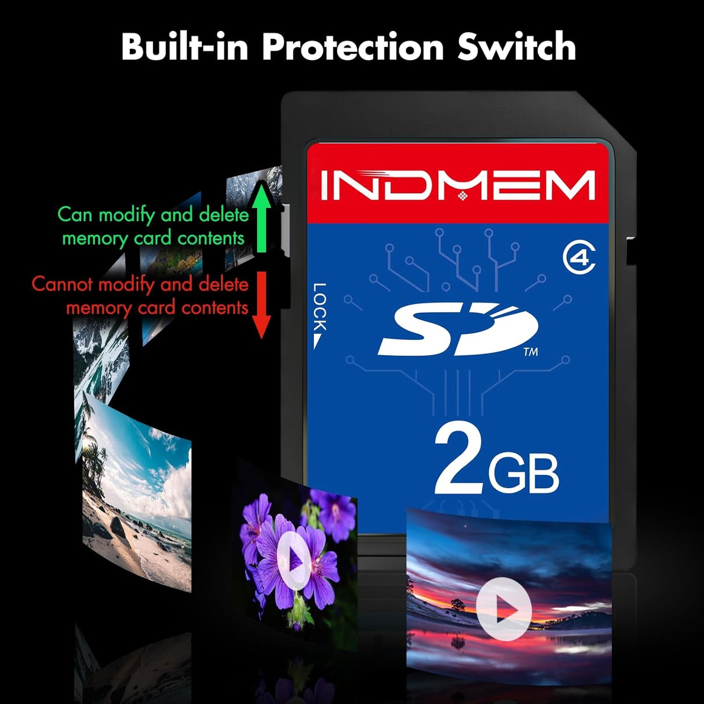 Sinobright 5 Pack 2GB 4 2G INDMEM SD Card Class Flash Memory Card SLC Stanard Secure Digital Cards