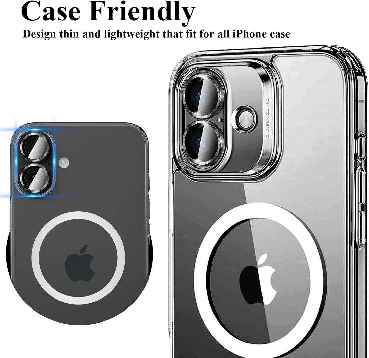 2X2 Pack 16 /16,Camera Alloy Metal Camera Lens Protector Compatible for iPhone Plus Cover Ring Tempered Glass